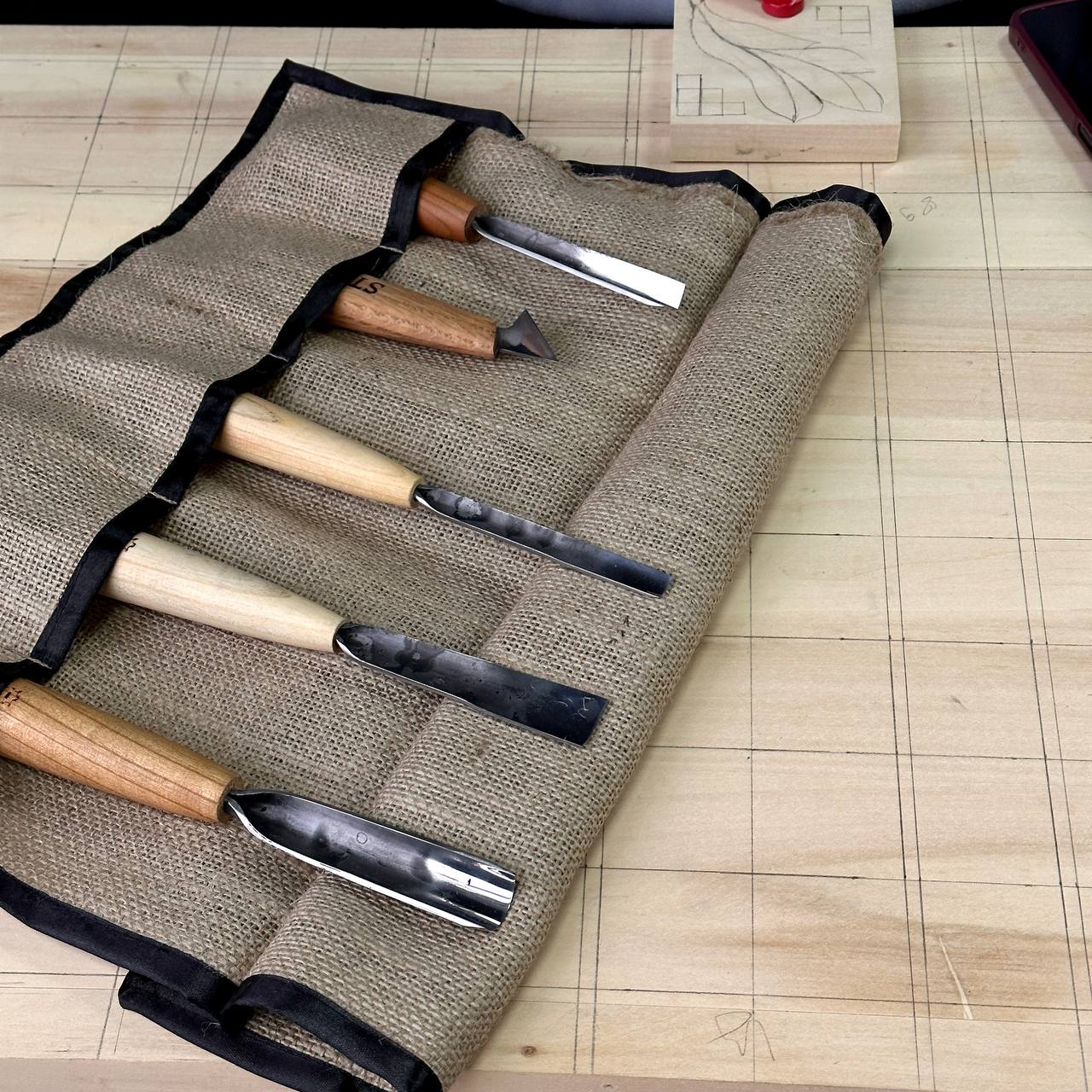 Wood carving kit for relief carving 5pcs