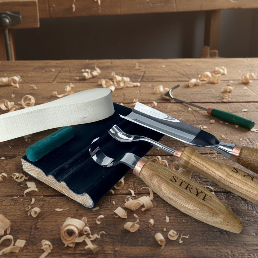 Kuksa, 3-teiliges Schnitzwerkzeug-Set mit Löffel und Tasse, STRYI Profi