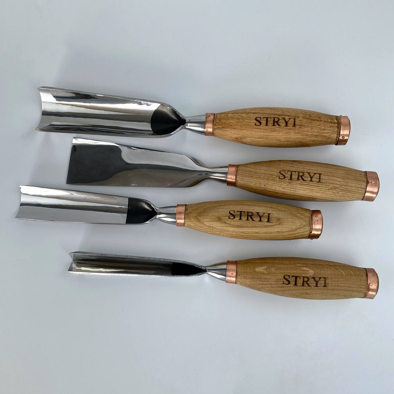 Sculpture tools set STRYI Profi 4pcs, Wood carving kit of Heavy-duty chisels, Sculpture gouges, Forged hand tools for Sculpting woodworking