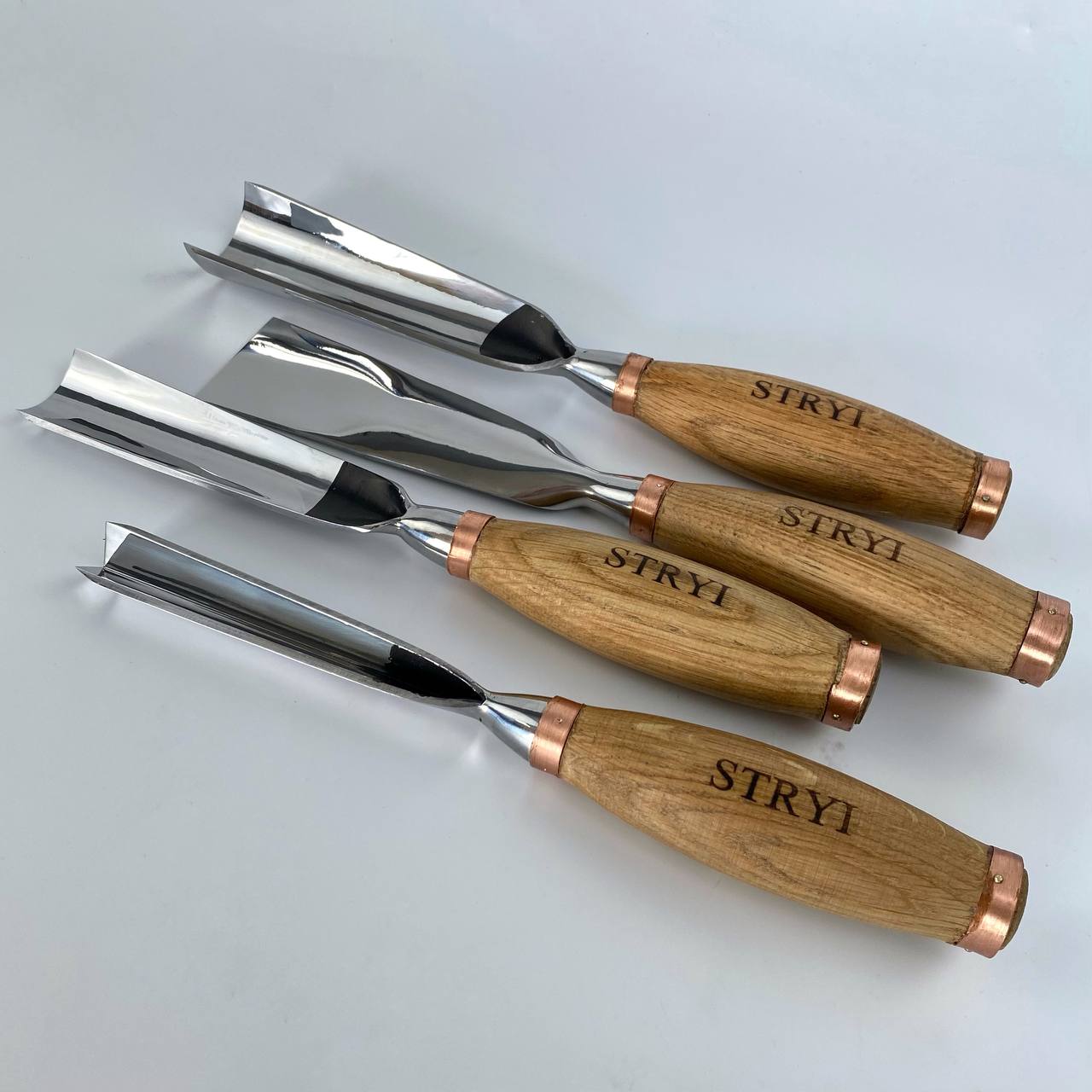 Sculpture tools set STRYI Profi 4pcs, Wood carving kit of Heavy-duty chisels, Sculpture gouges, Forged hand tools for Sculpting woodworking