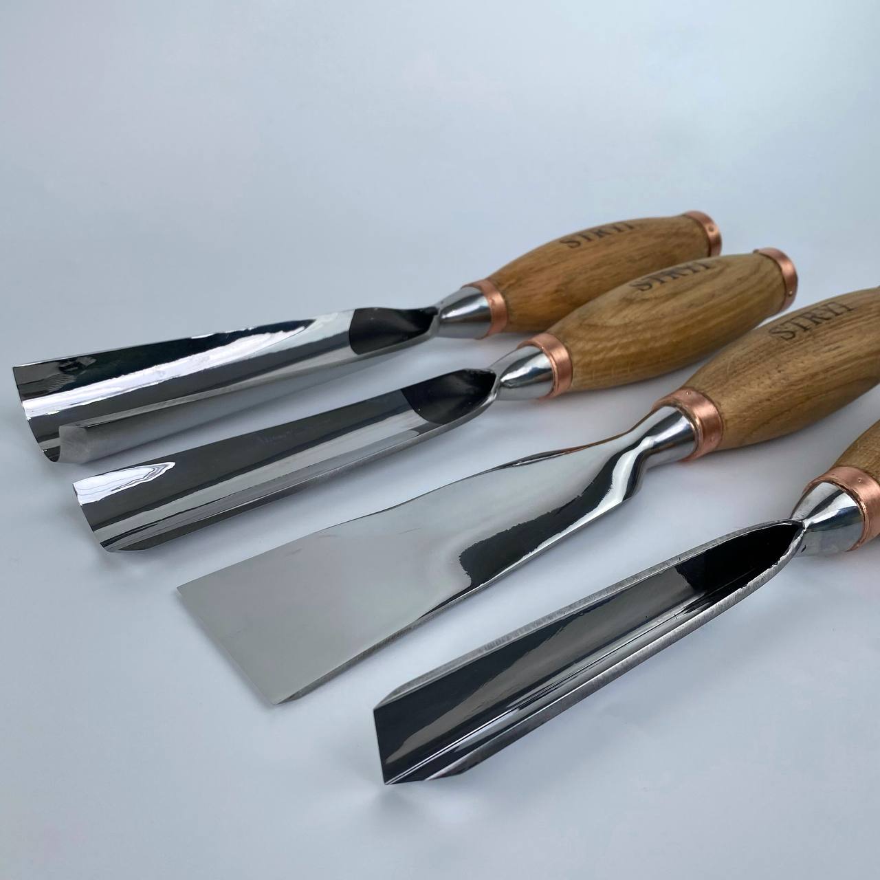 Sculpture tools set STRYI Profi 4pcs, Wood carving kit of Heavy-duty chisels, Sculpture gouges, Forged hand tools for Sculpting woodworking