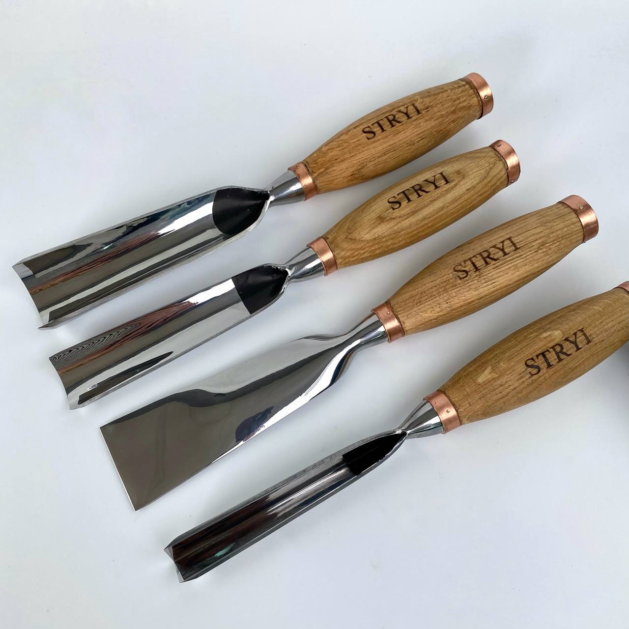 Sculpture tools set STRYI Profi 4pcs, Wood carving kit of Heavy-duty chisels, Sculpture gouges, Forged hand tools for Sculpting woodworking