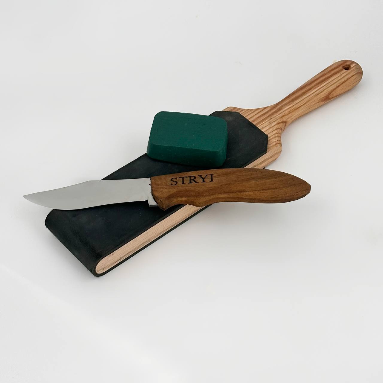 Cuchillo de talla de madera STRYI Profi, cuchillo de camping, cuchillo de carpintería verde