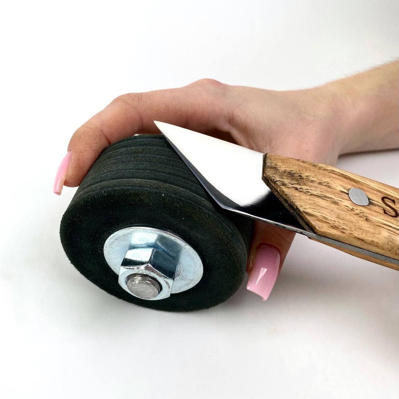 Leather disk for sharpening with polishing paste, Leather wheel for sharpening, Sharpening tools