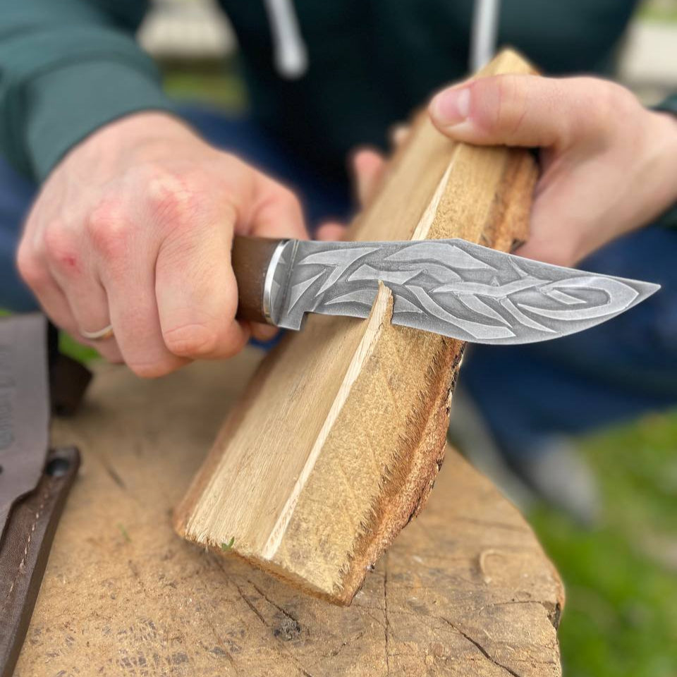 Camp knife STRYI, Green Woodworking Knife, Woodcarving knife, Outdoor knife, Gift for men