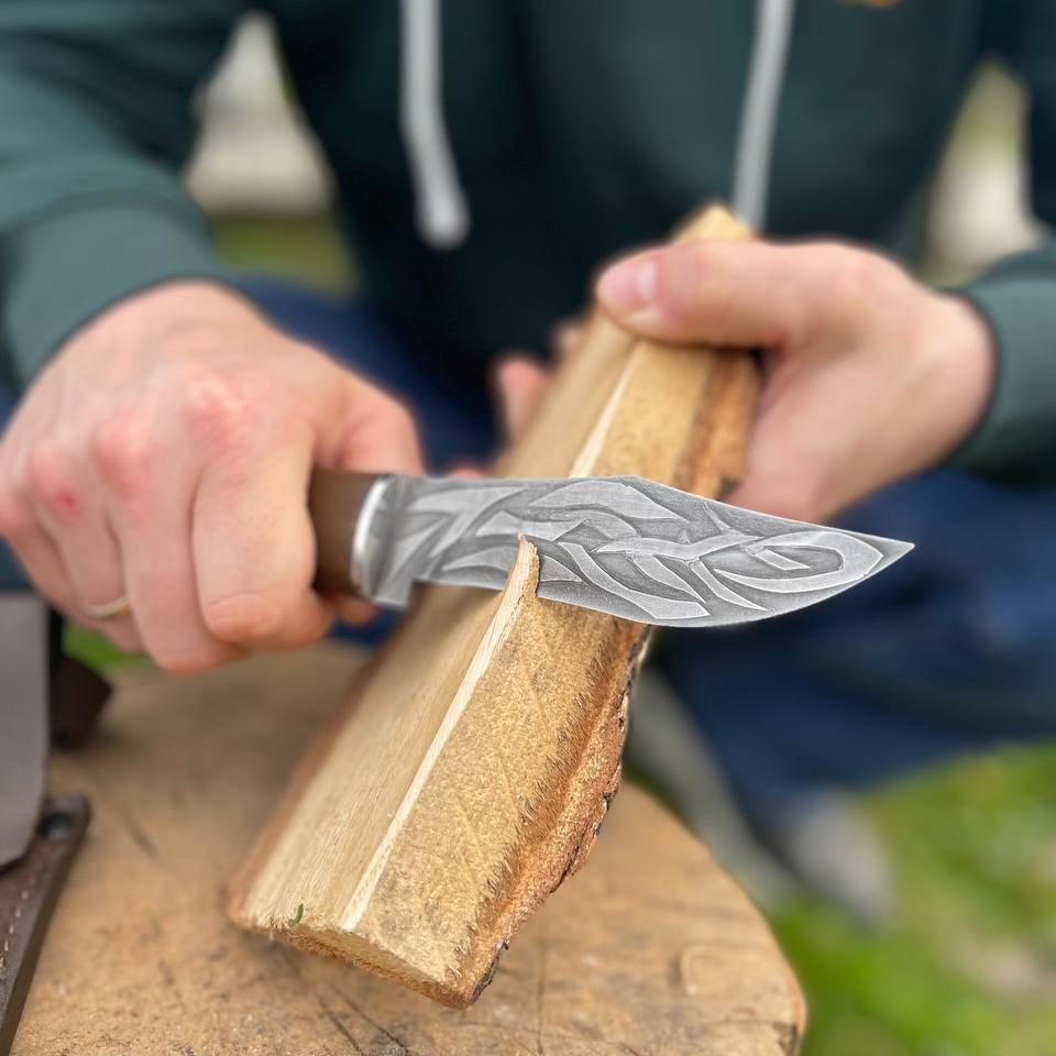 Camp knife STRYI, Green Woodworking Knife, Woodcarving knife, Outdoor knife, Gift for men