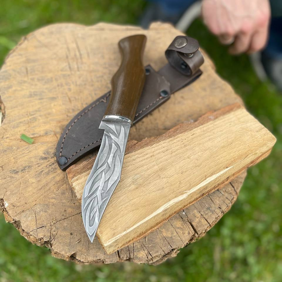 Camp knife STRYI, Green Woodworking Knife, Woodcarving knife, Outdoor knife, Gift for men