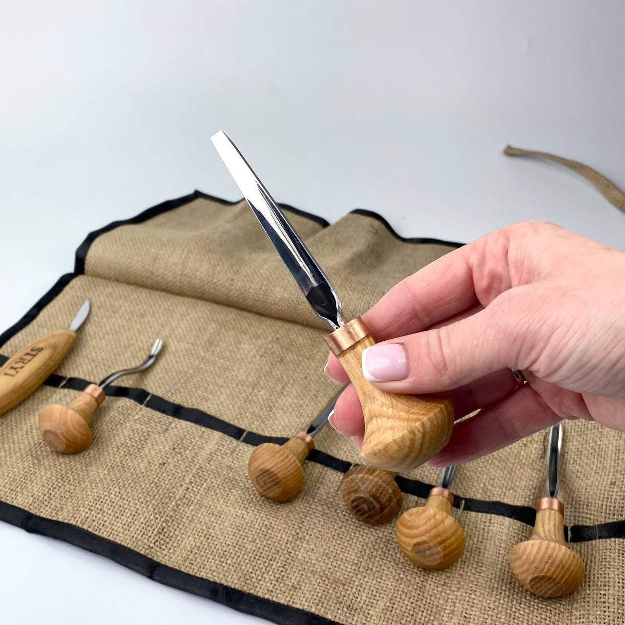 Wood carving tools set of 7 pcs, gravers and burins STRYI Start, Linocutting set, Detailed microcarving
