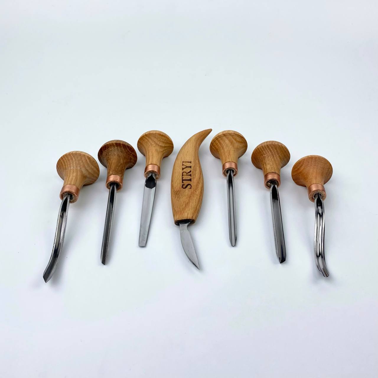 Wood carving tools set of 7 pcs, gravers and burins STRYI Start, Linocutting set, Detailed microcarving