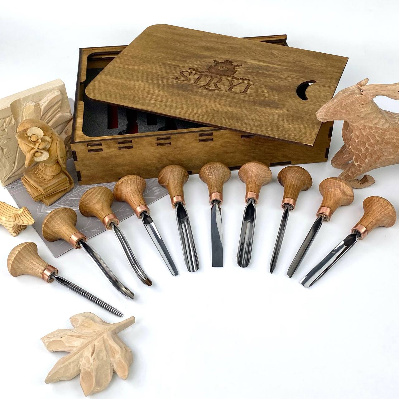 Palm carving tools set of 10 pcs, Gravers and burins STRYI Profi, Gift ready