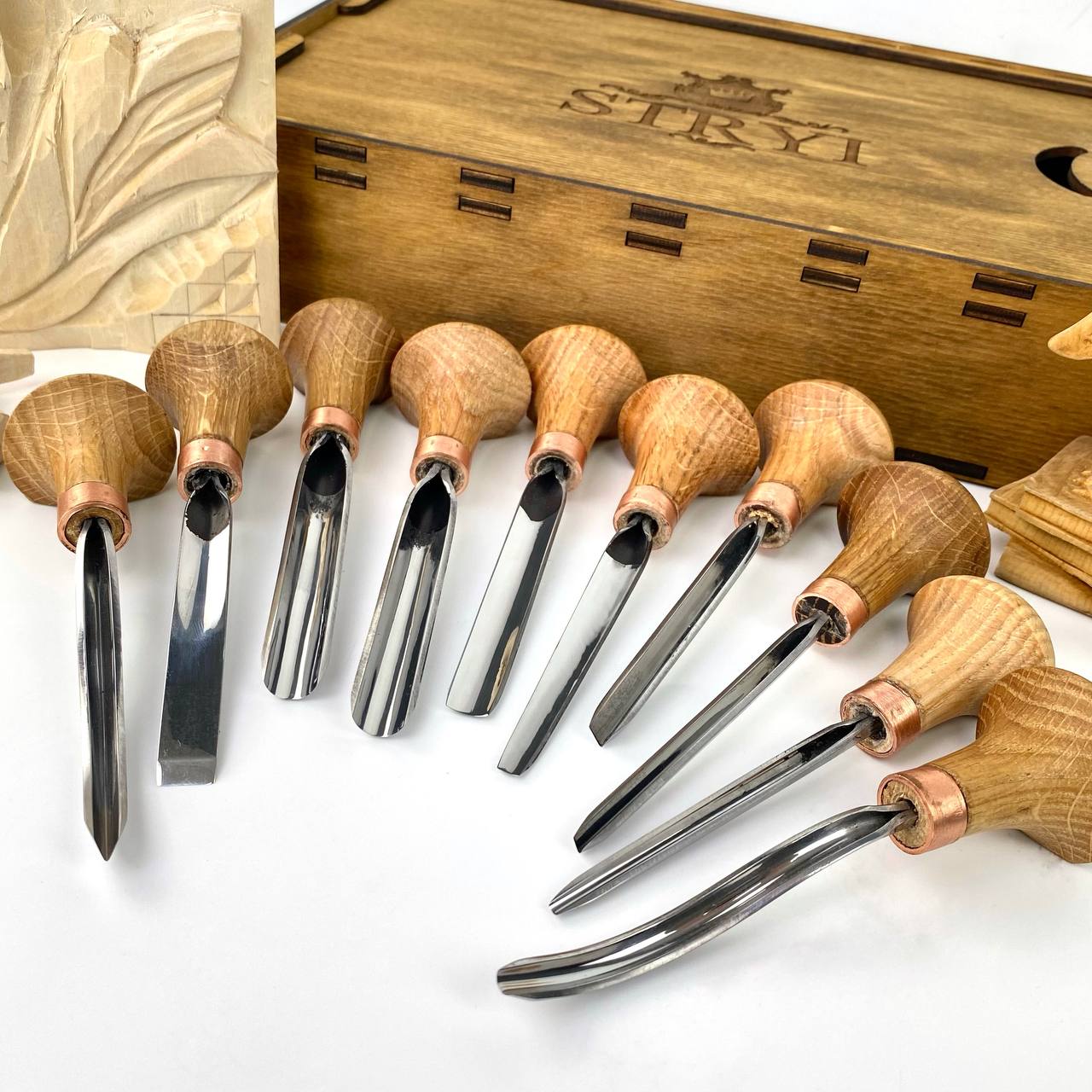 Palm carving tools set of 10 pcs, Gravers and burins STRYI Profi, Gift ready