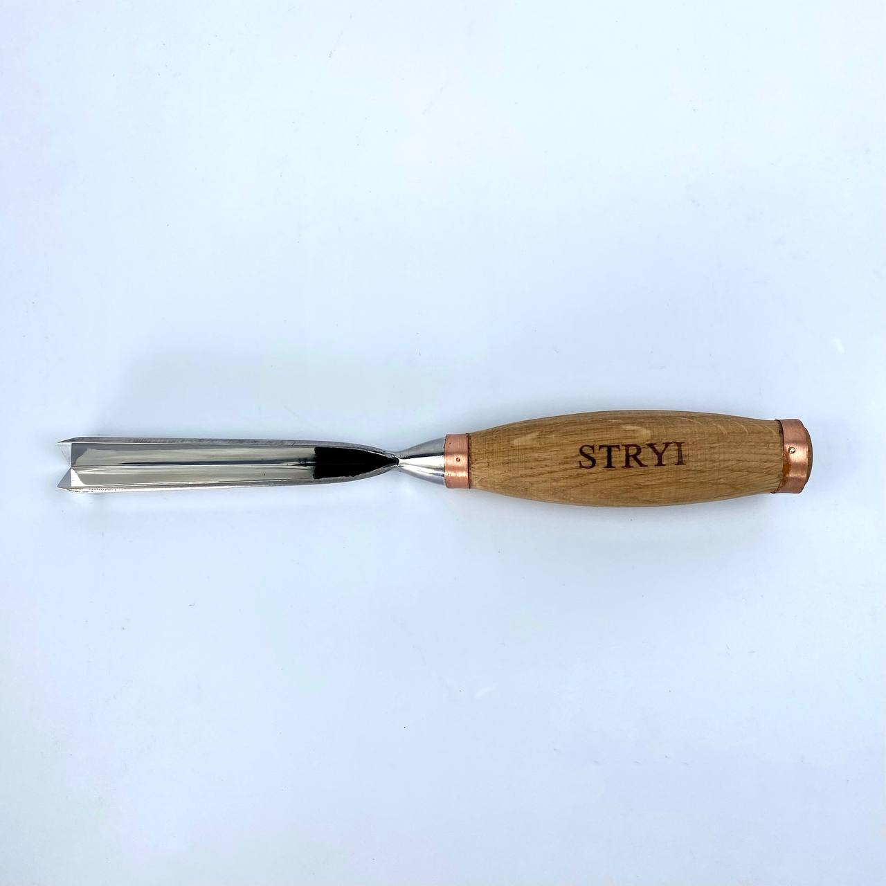 Large sculpture chisel, V-tool 60 degrees 15mm, Heavy-duty gouge STRYI Profi, Wood carving chisel