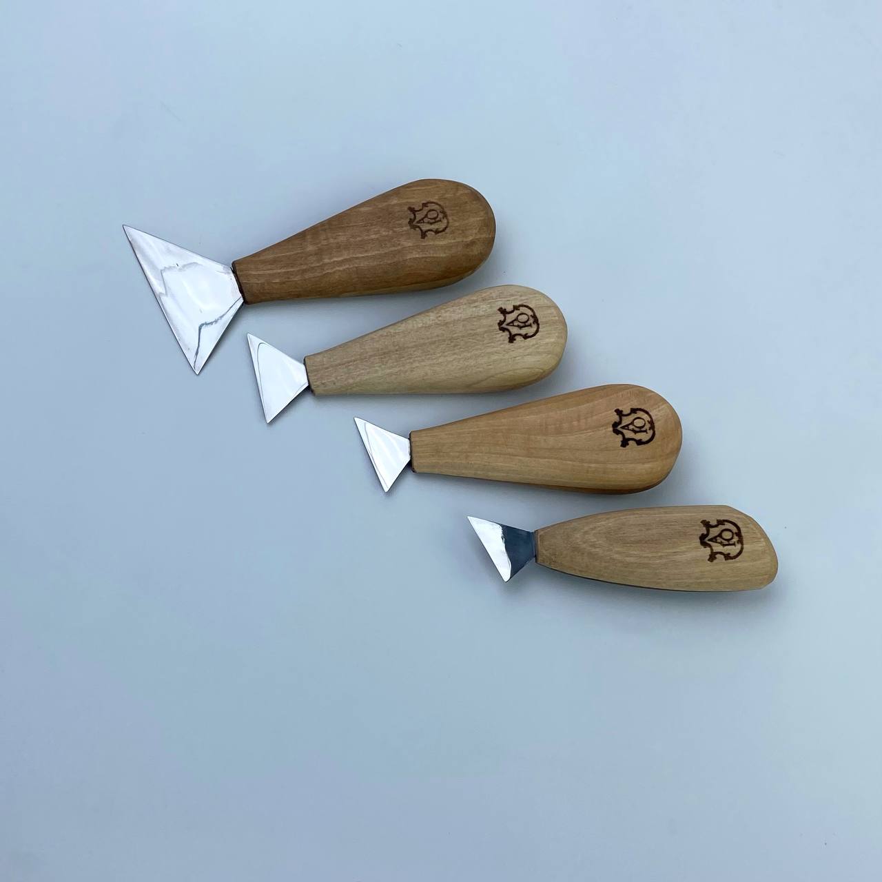 Wood carving Knives set, Swallowtail knives in roll-case, Triangle knives