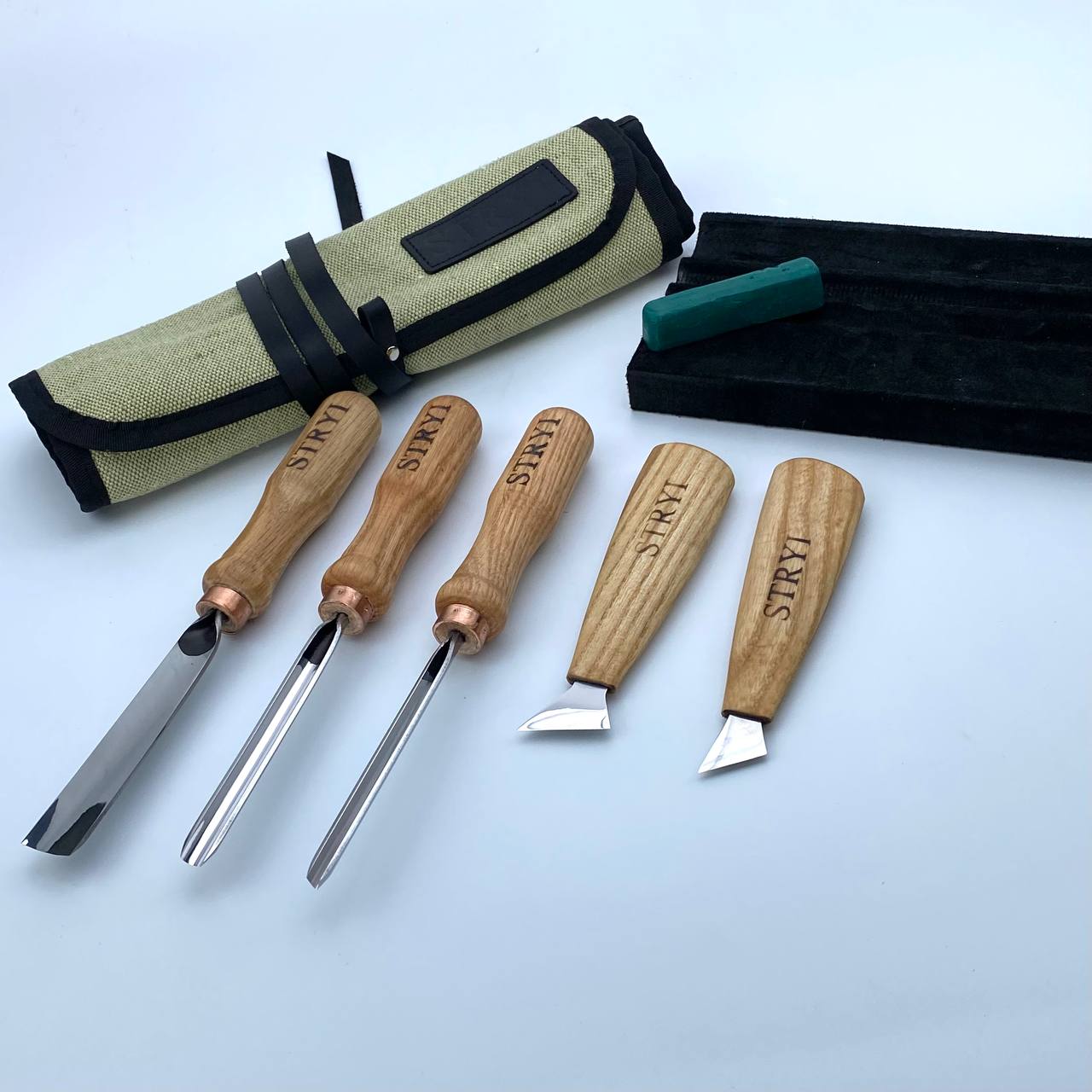 Basic wood carving toolset for relief carving, 5pcs STRYI Profi, Carving kit