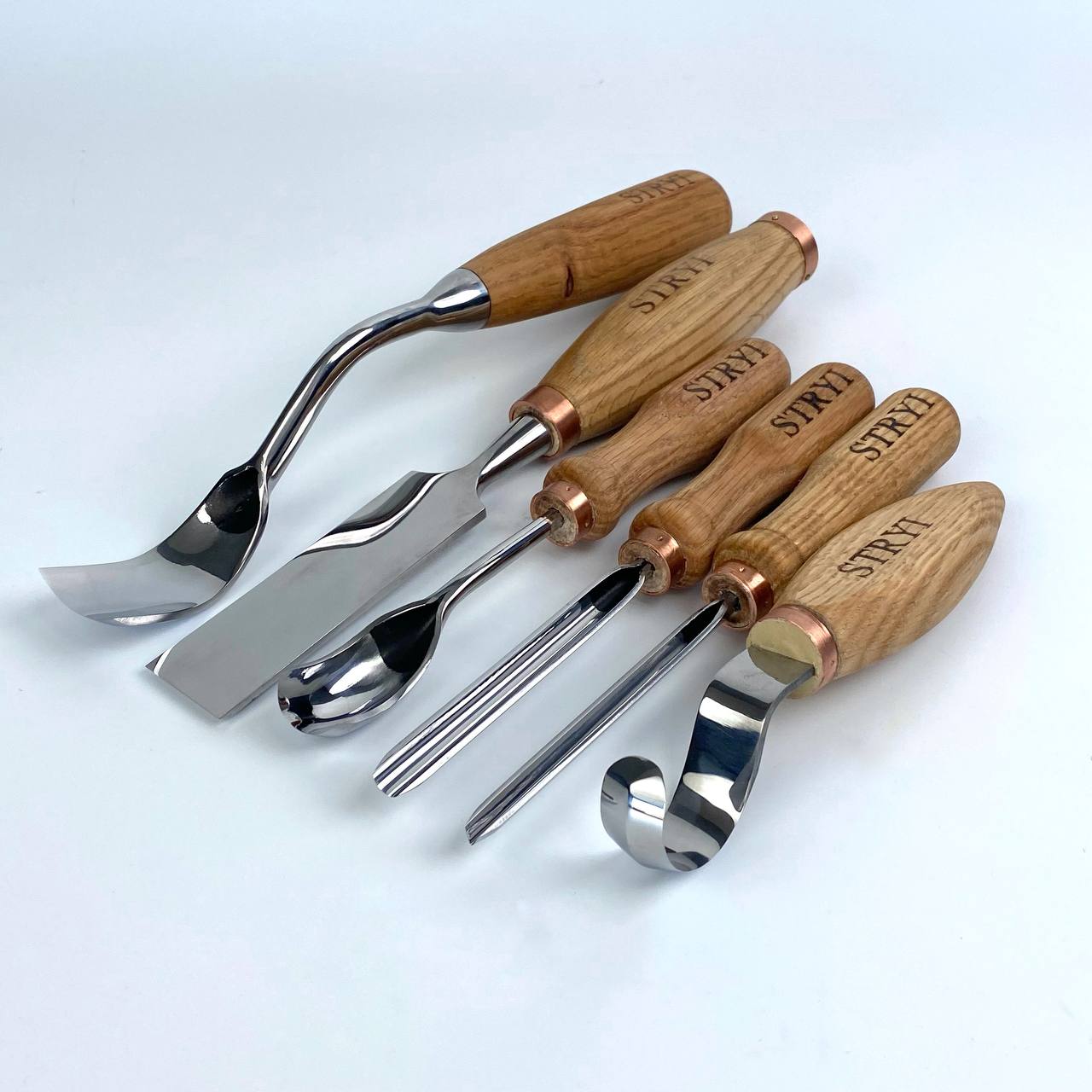 Completed toolset STRYI Profi for spoon and kuksa carving, Forged tools