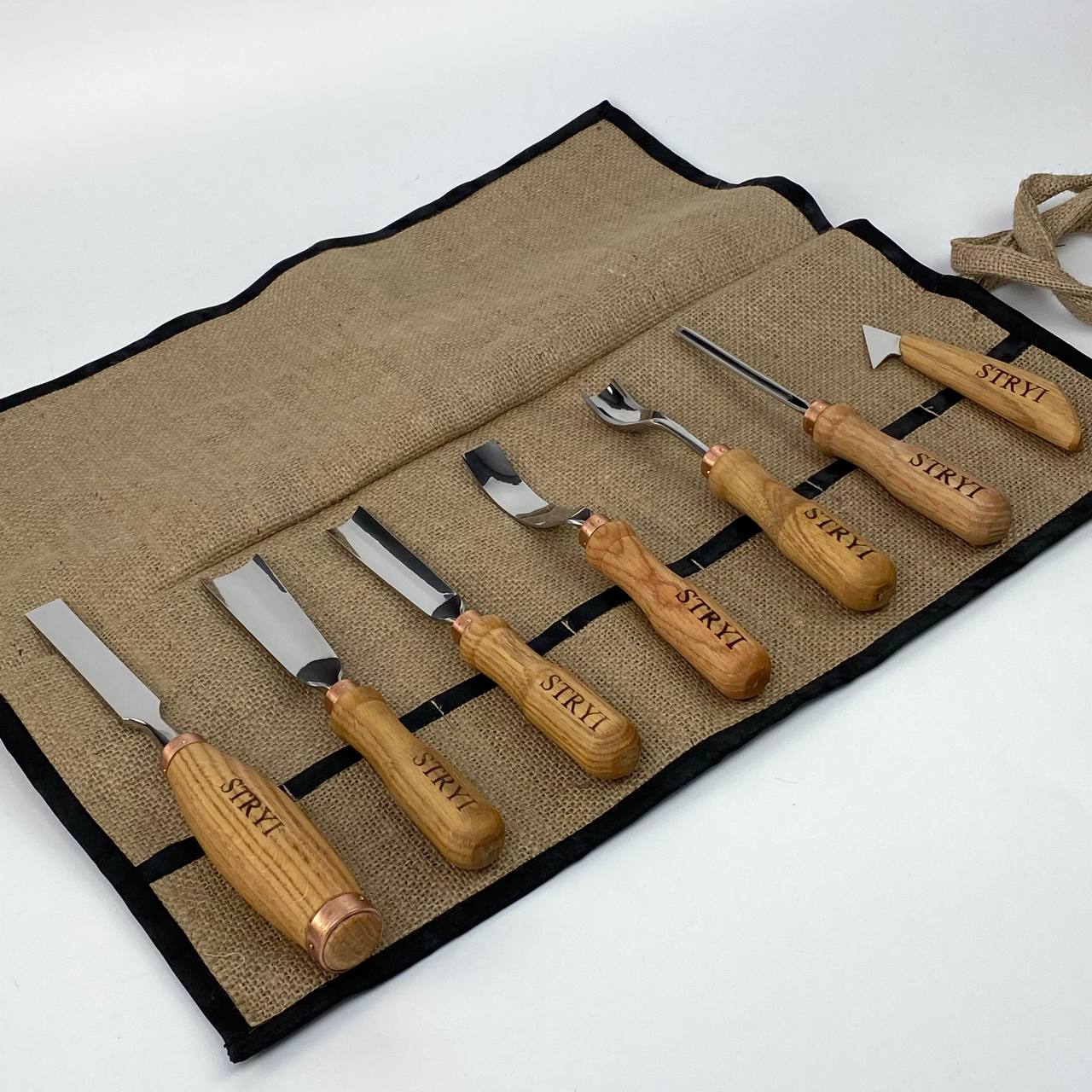 Wood Carving Kit 7 pcs, Chisels and Gouges STRYI Profi, Versatile Carving Set
