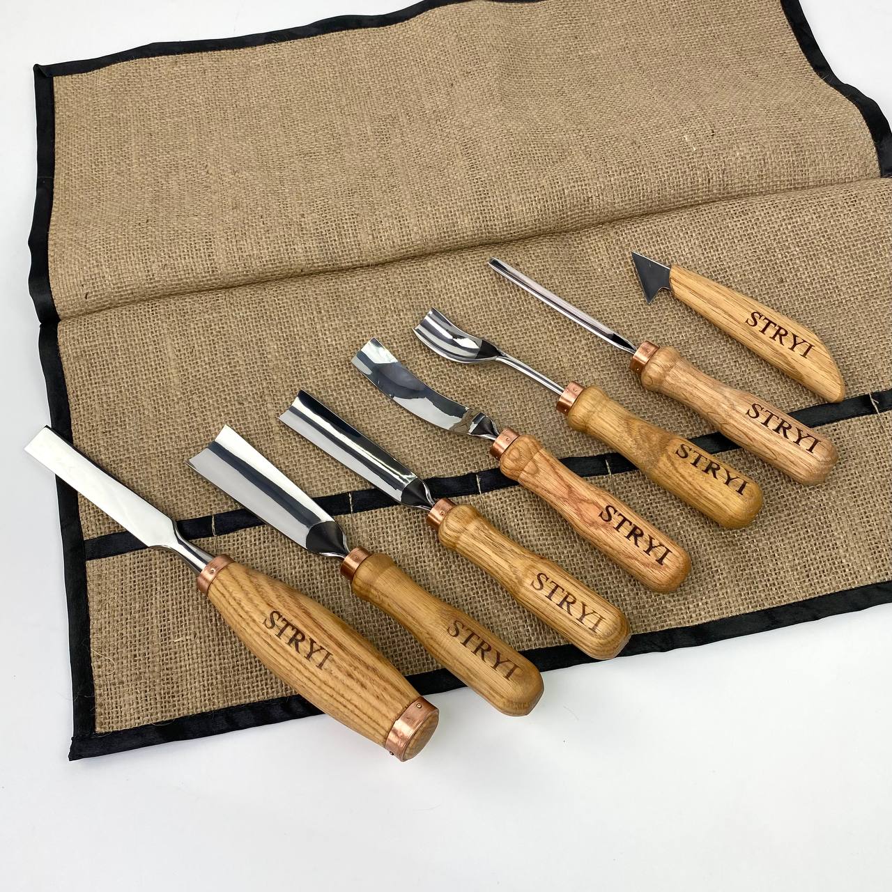 Wood Carving Kit 7 pcs, Chisels and Gouges STRYI Profi, Versatile Carving Set