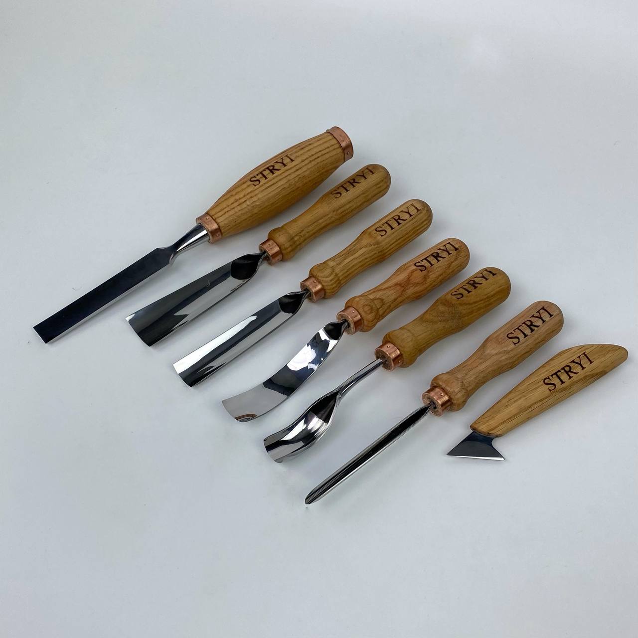 Wood Carving Kit 7 pcs, Chisels and Gouges STRYI Profi, Versatile Carving Set