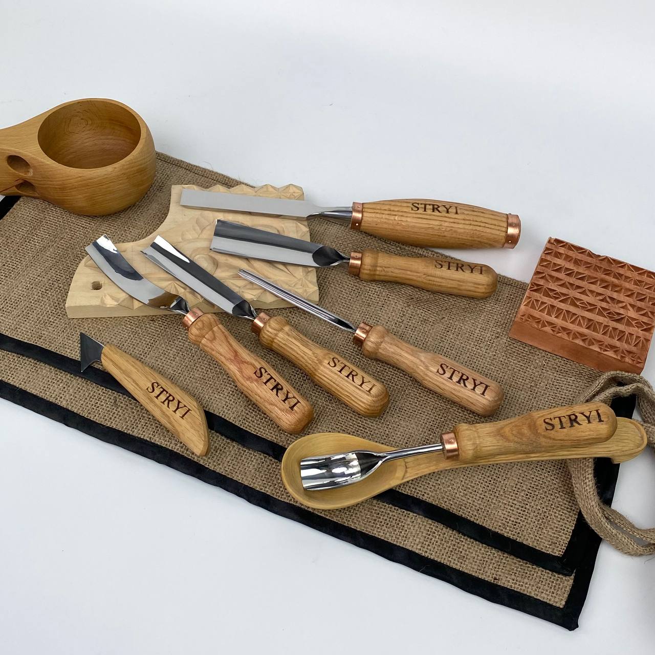 Wood Carving Kit 7 pcs, Chisels and Gouges STRYI Profi, Versatile Carving Set