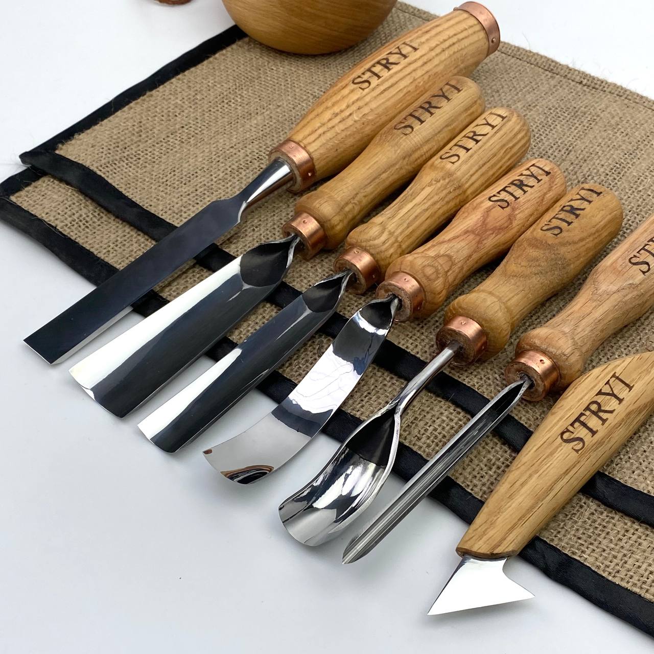 Wood Carving Kit 7 pcs, Chisels and Gouges STRYI Profi, Versatile Carving Set