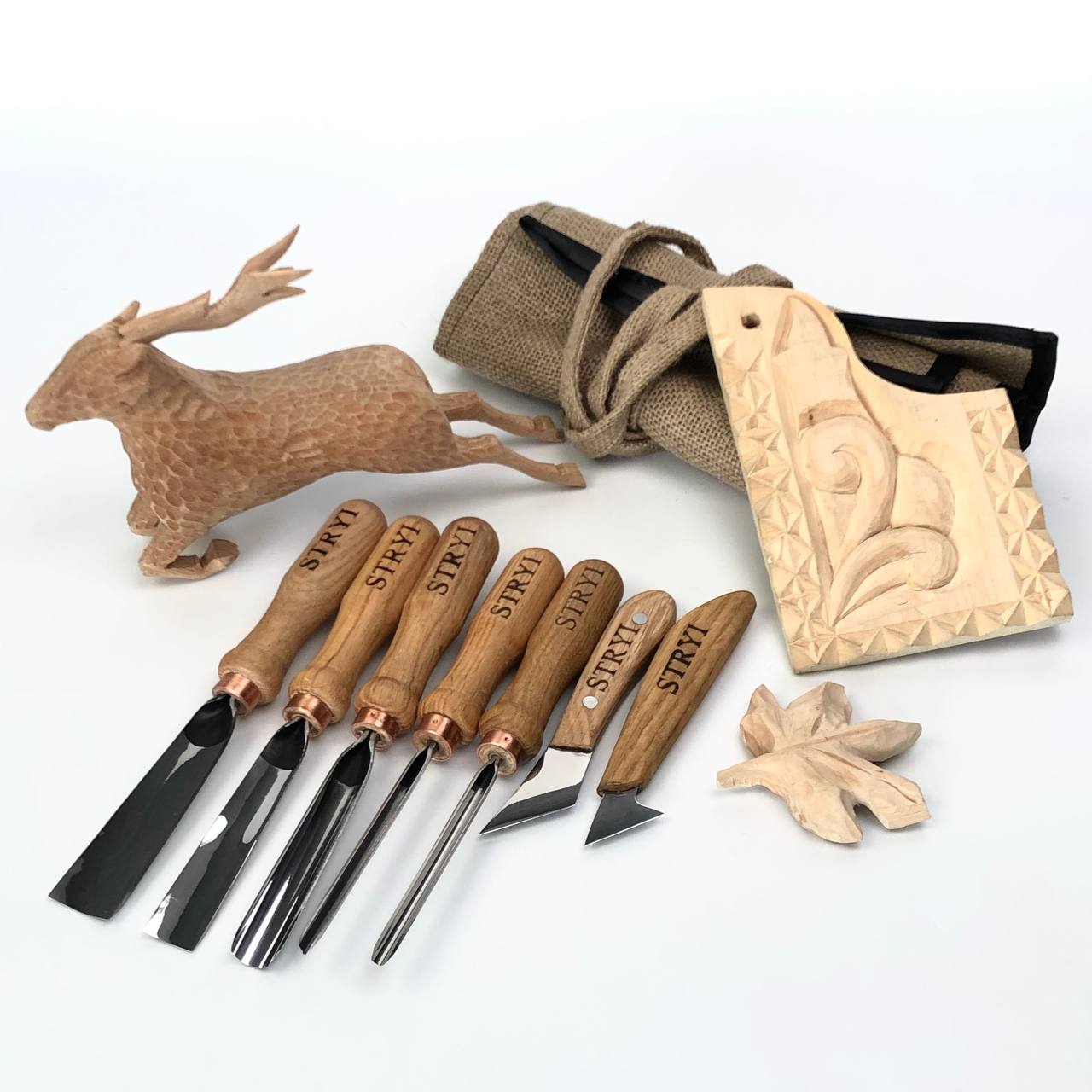Basic wood carving kit STRYI for Whittling figures and Relief carving, Versatile set