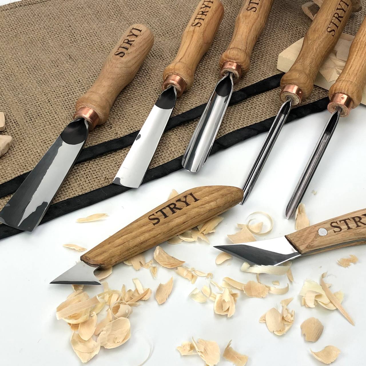 Basic wood carving kit STRYI for Whittling figures and Relief carving, Versatile set