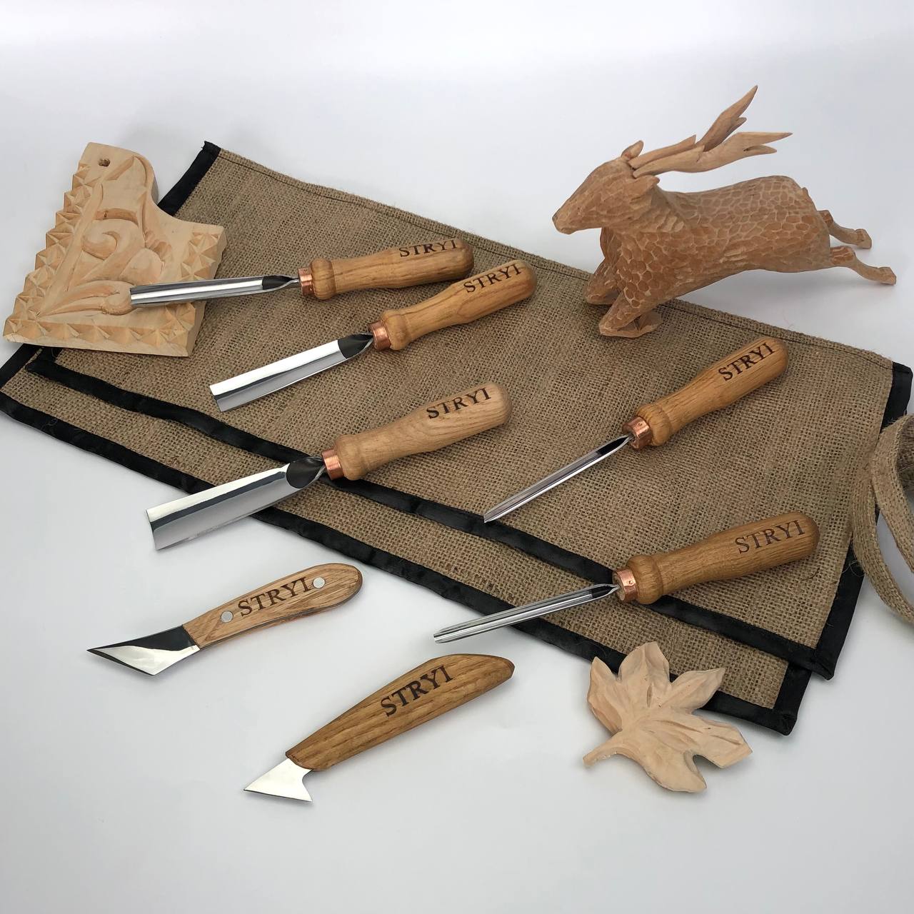 Basic wood carving kit STRYI for Whittling figures and Relief carving, Versatile set