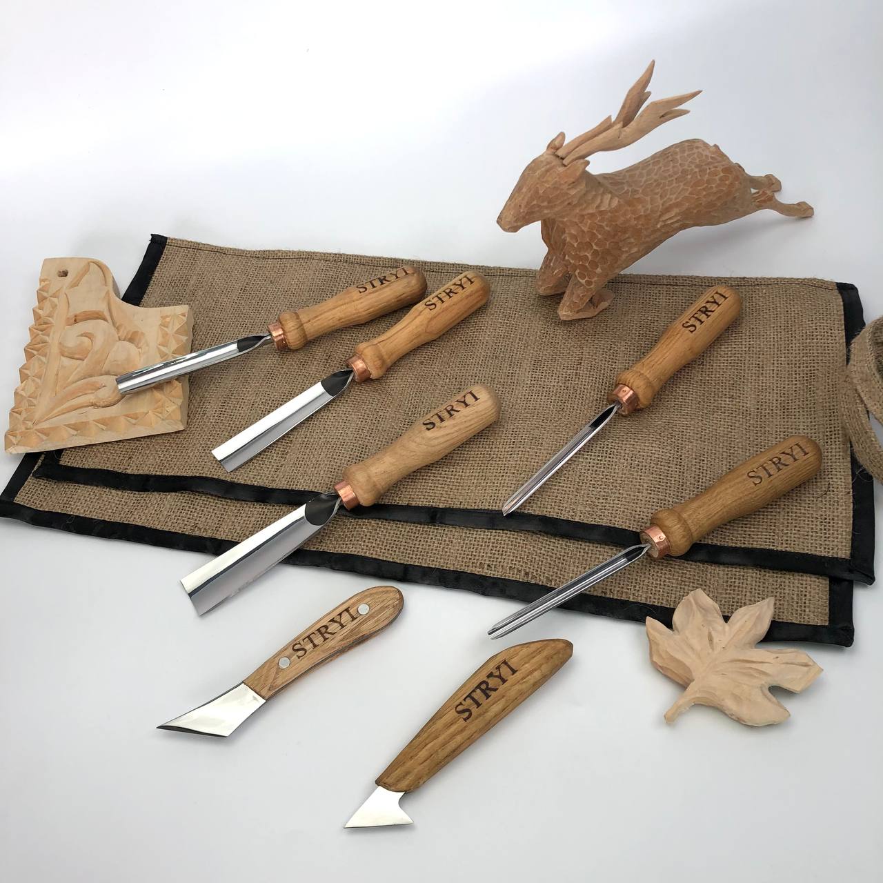 Basic wood carving kit STRYI for Whittling figures and Relief carving, Versatile set