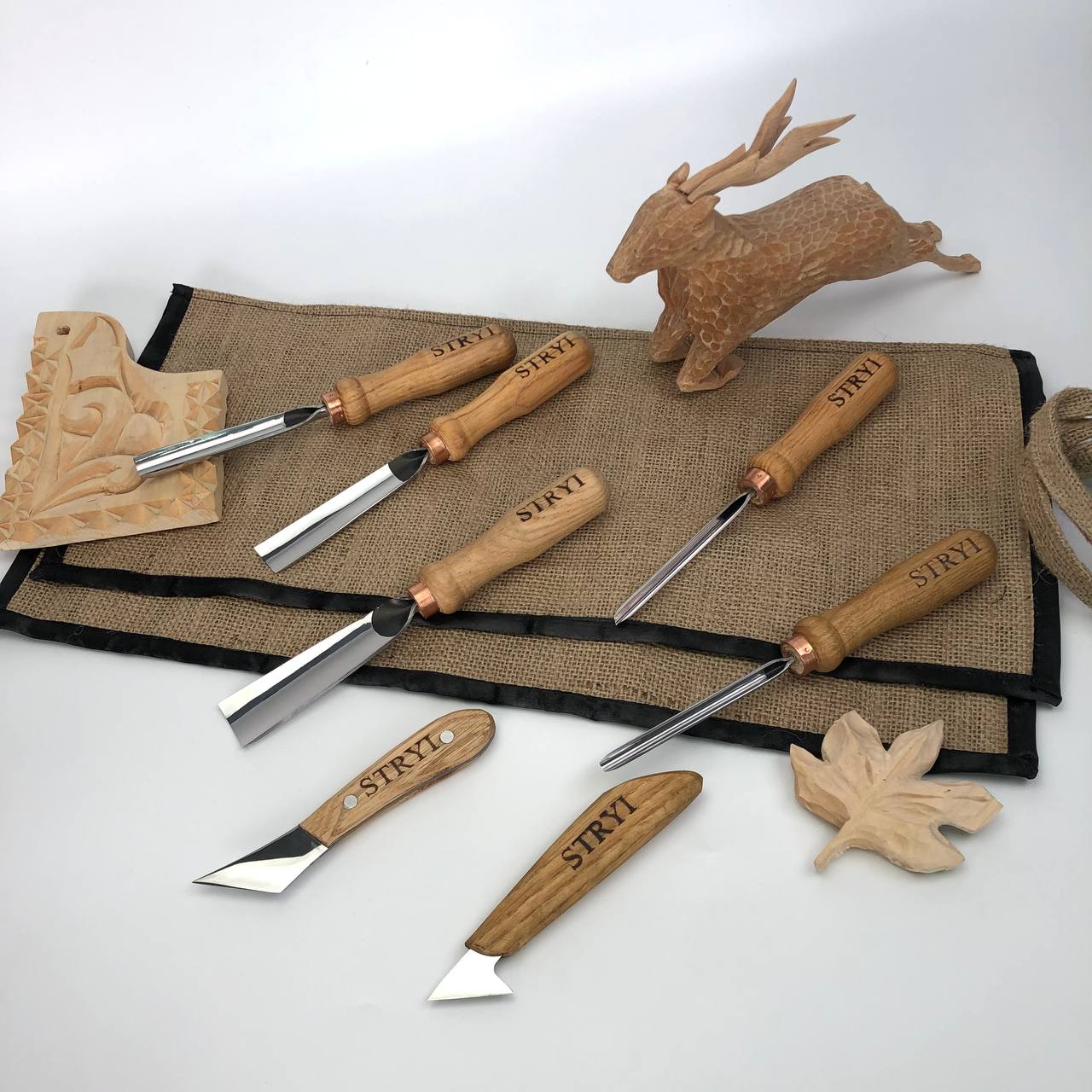 Basic wood carving kit STRYI for Whittling figures and Relief carving, Versatile set