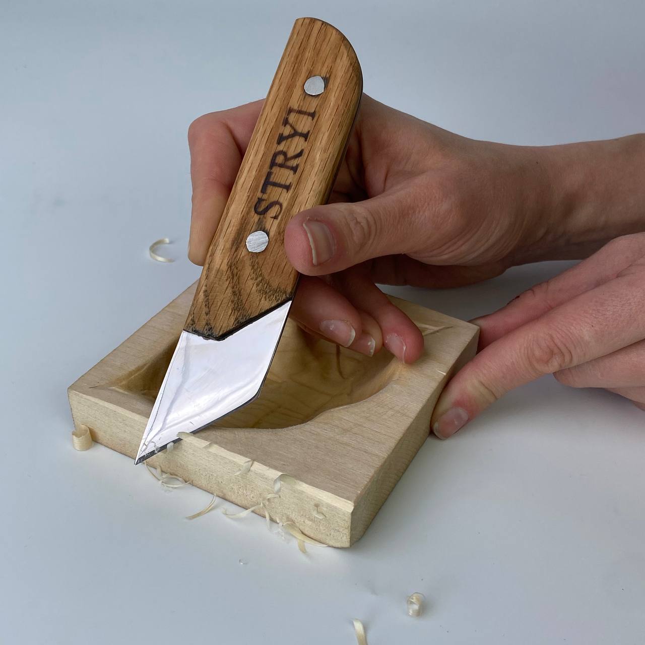 Wide carving knife,  carving knife 40mm STRYI Profi, Skewed knife, Knife for sculpting