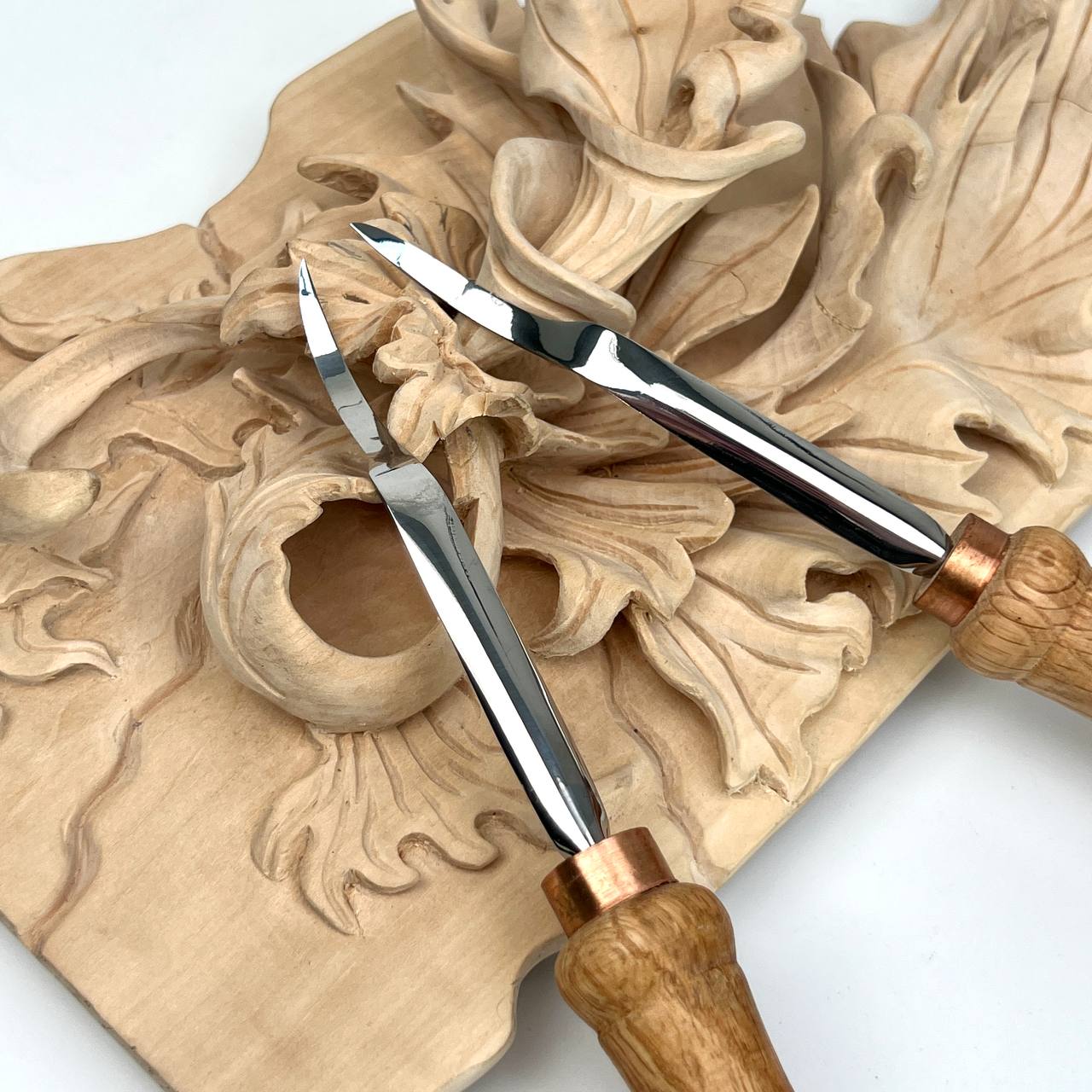 Long hook tool STRYI Profi for relief carving, Detailing chisel for crosscutting, Relief carving tool