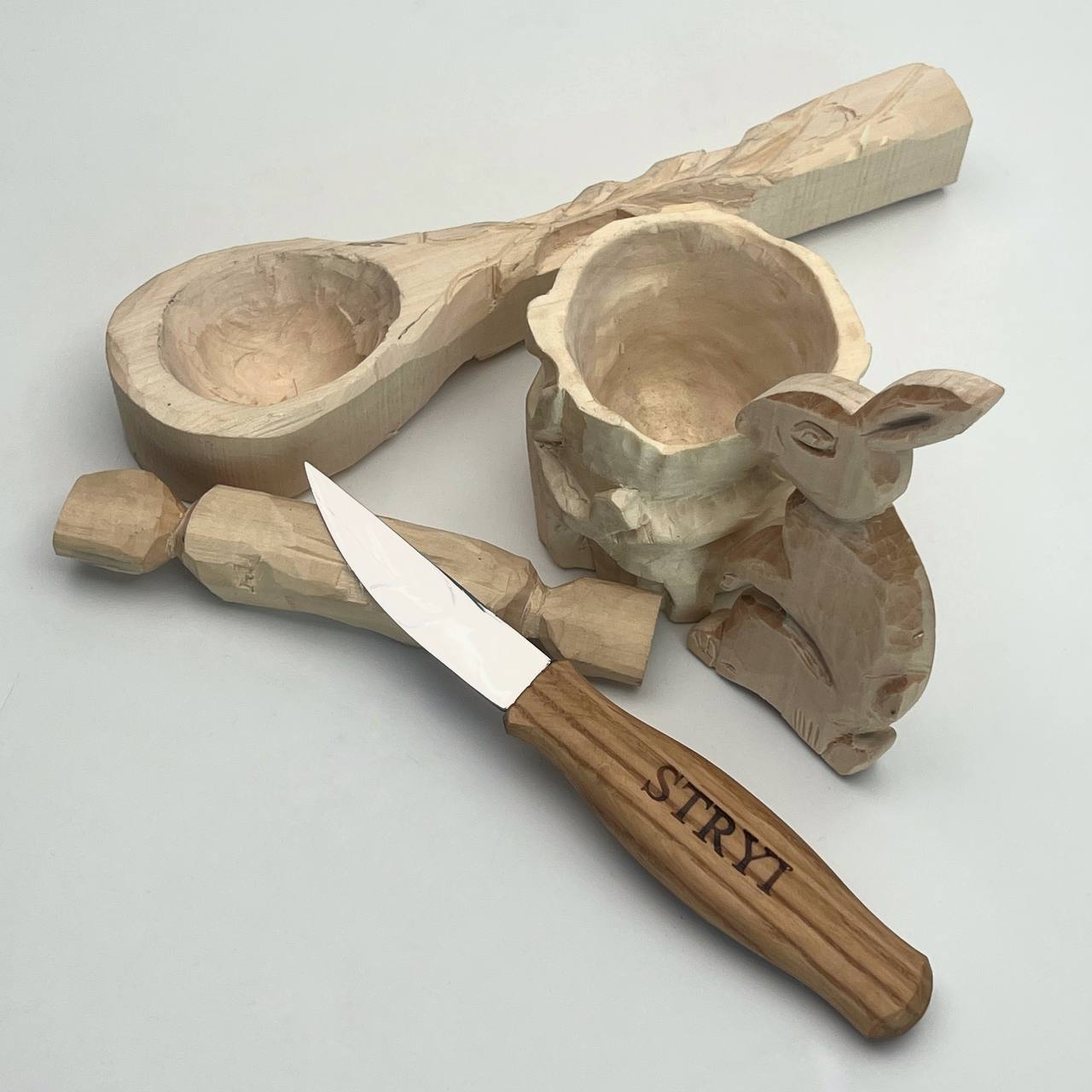 Cuchillo de escultura STRYI Profi para tallar madera 80mm