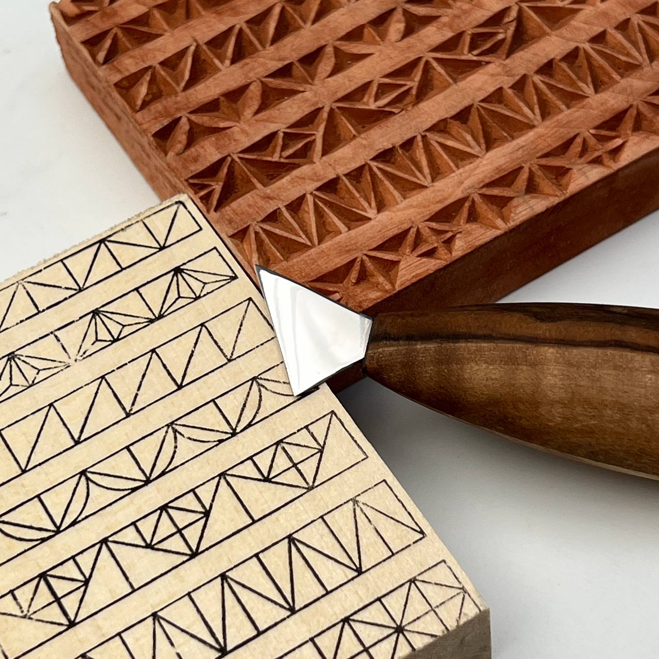 Knife for Сhip carving 25mm (1 in) STRYI Profi, Triangle knife for geometric carvings, Childrens knife for carving