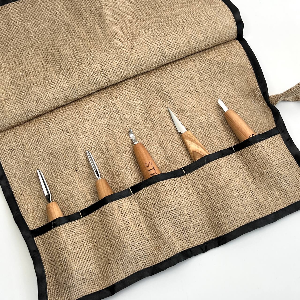 Wood carving kit of tiny sized chisels STRYI Profi, Whittling figurines, Knives set