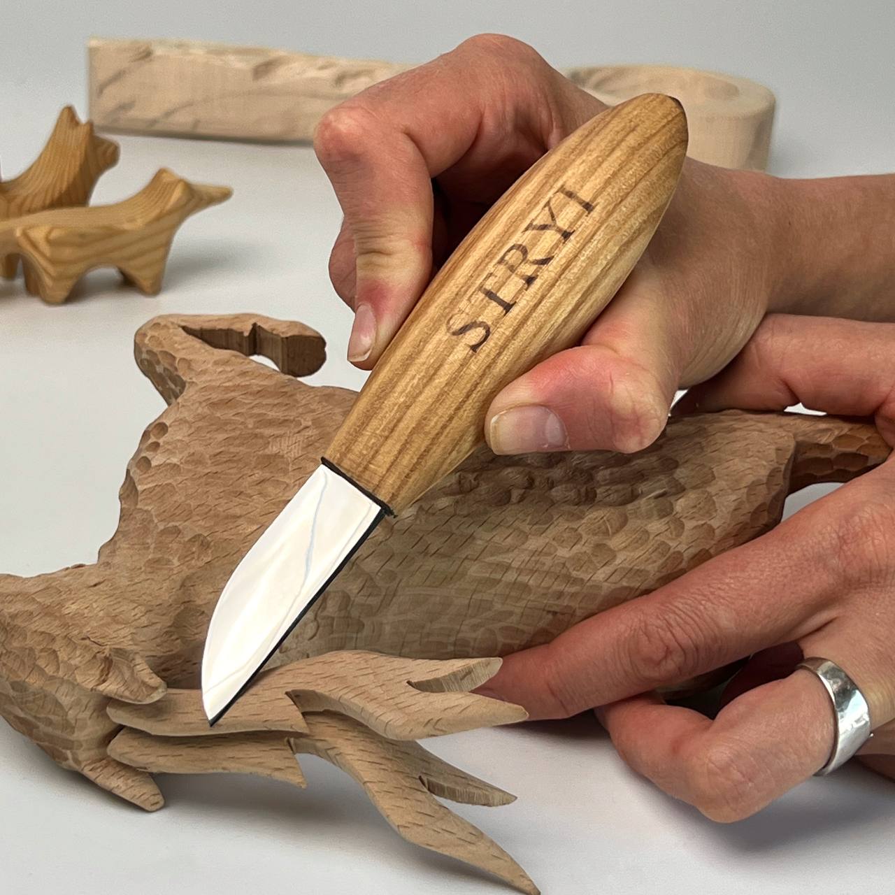 Whittling knife 50mm STRYI Profi, Woodcarving tool, Sloyd knife, Carving knife, Straight blade knife