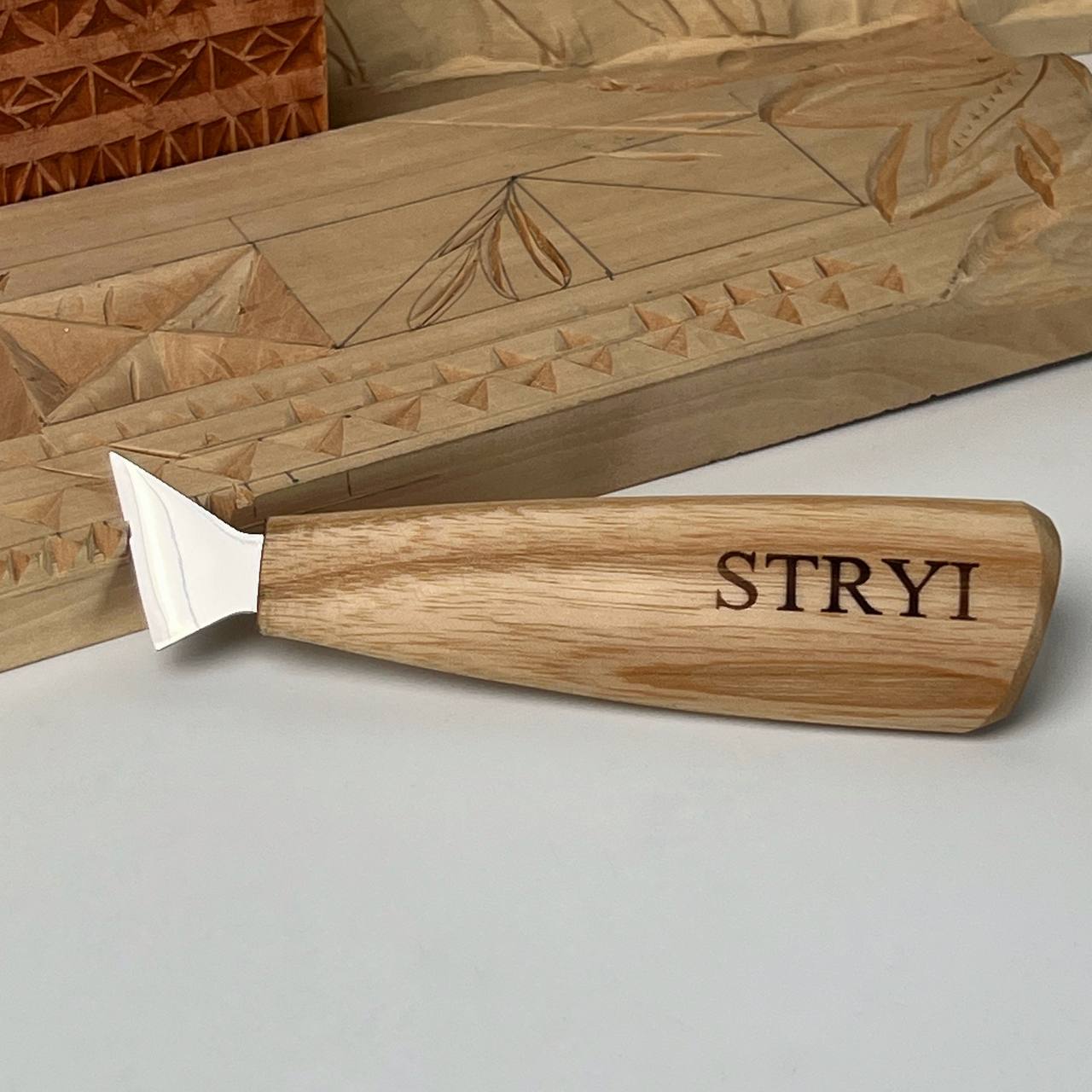 Knife STRYI Profi for woodcarving 30mm, Chip carving knife, Swallowtail knife, Carving knives, triangle knife