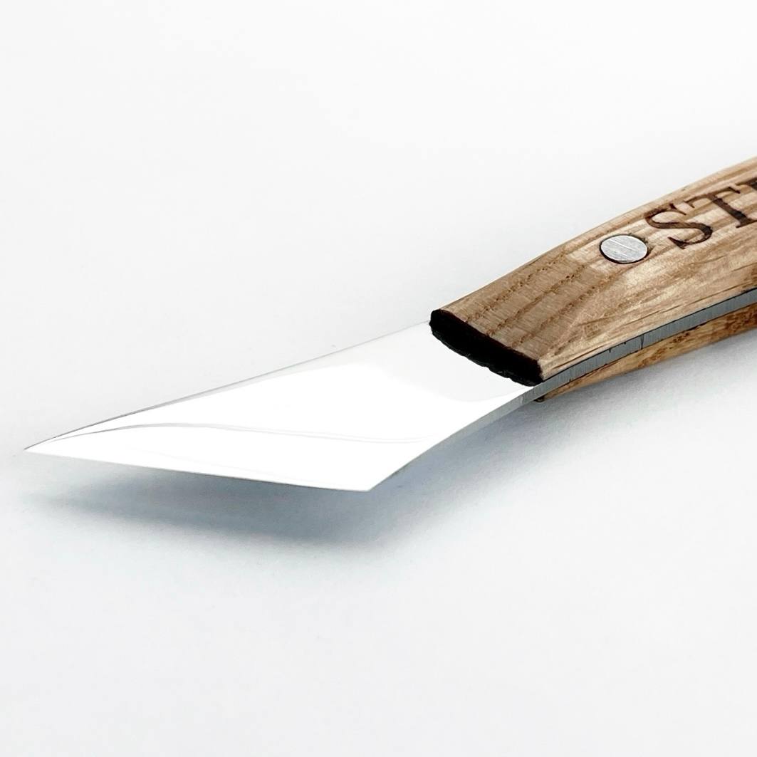 Gemustertes Schnitzmesser für Holzschnitzerei 40mm STRYI Profi, Schnitzmesser, Sloydmesser, Messer für Holzschmuck