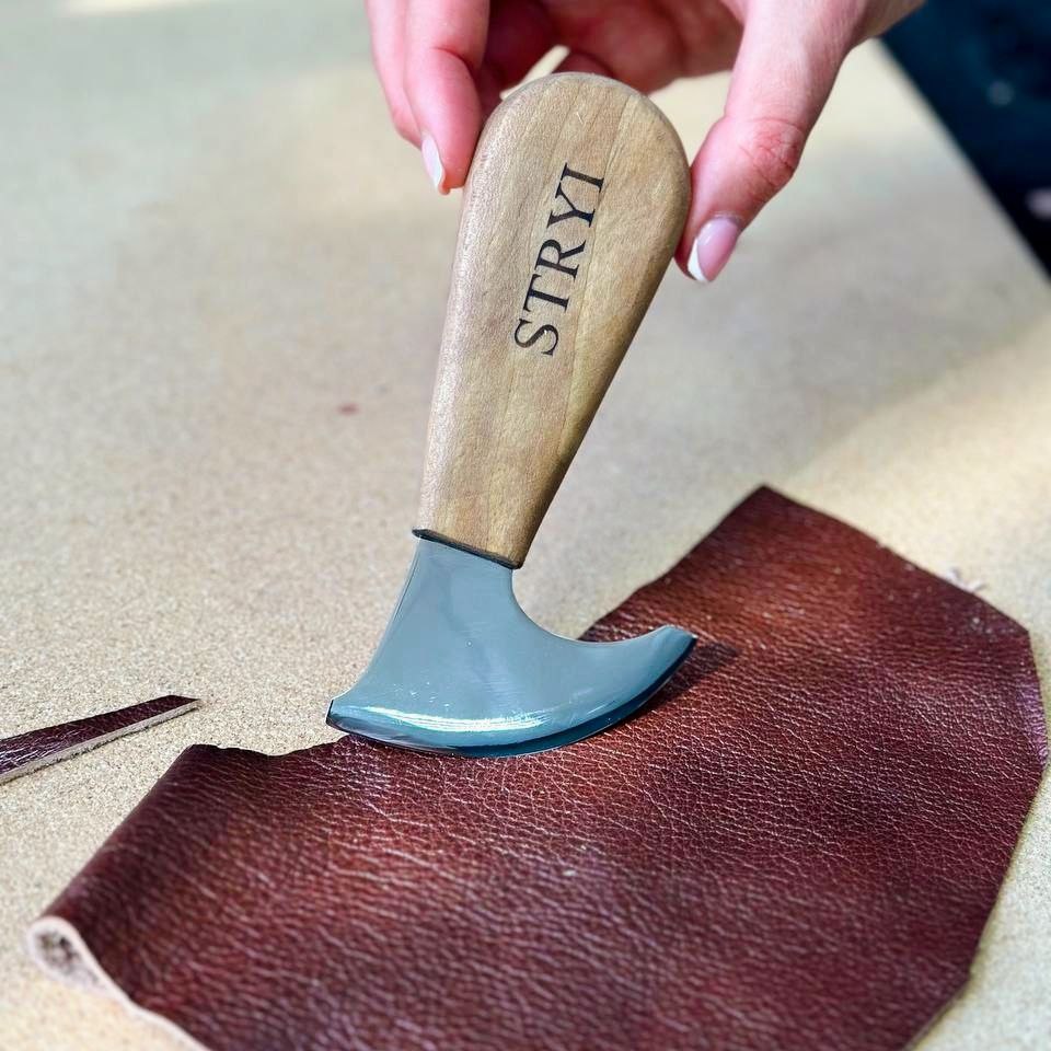 Unique Half Leather Blade Knife for Leatherworking STRYI Profi