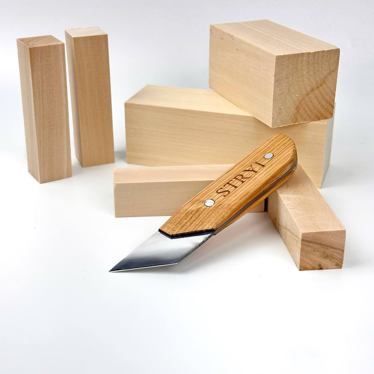 Wide carving knife, carving knife 40mm STRYI Profi, Skewed knife, Knife for sculpting