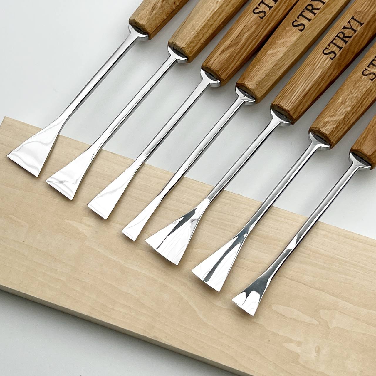 Fishtail Gouges set STRYI MAESTRO, Detailing Chisels set, Relief carving