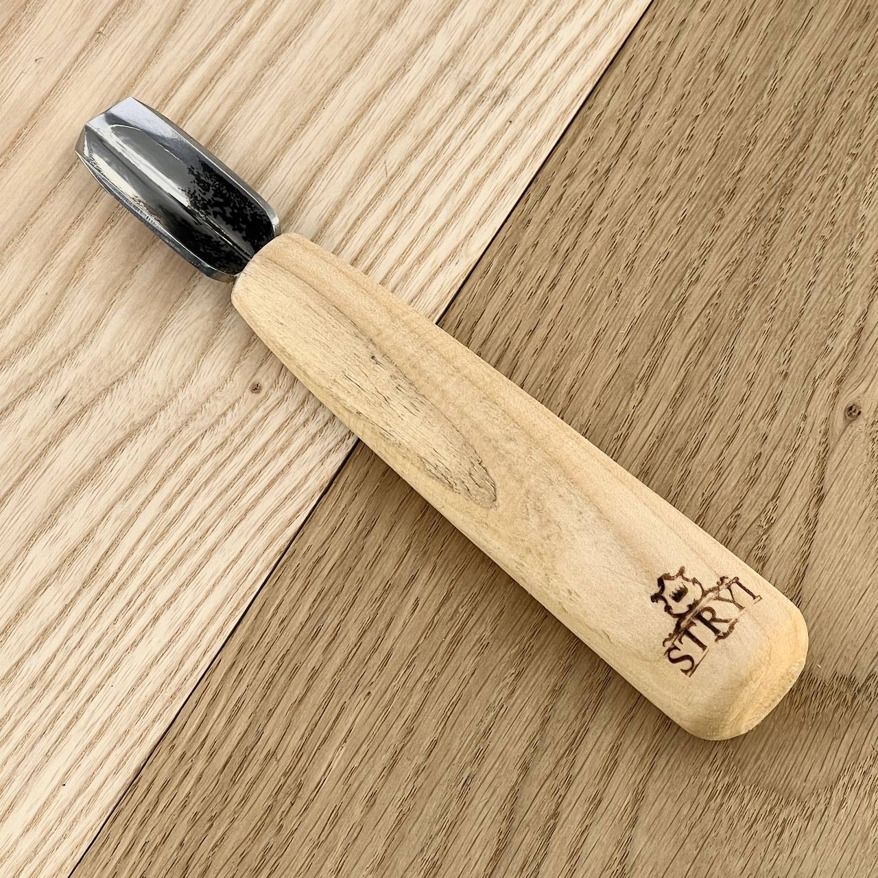 Cincel recto corto con separación en V STRYI-AY Profi para tallado de virutas, herramientas de tallado de madera, cuchillo detallado de virutas de tallado en madera, regalo para hombres cuchillo y herramientas