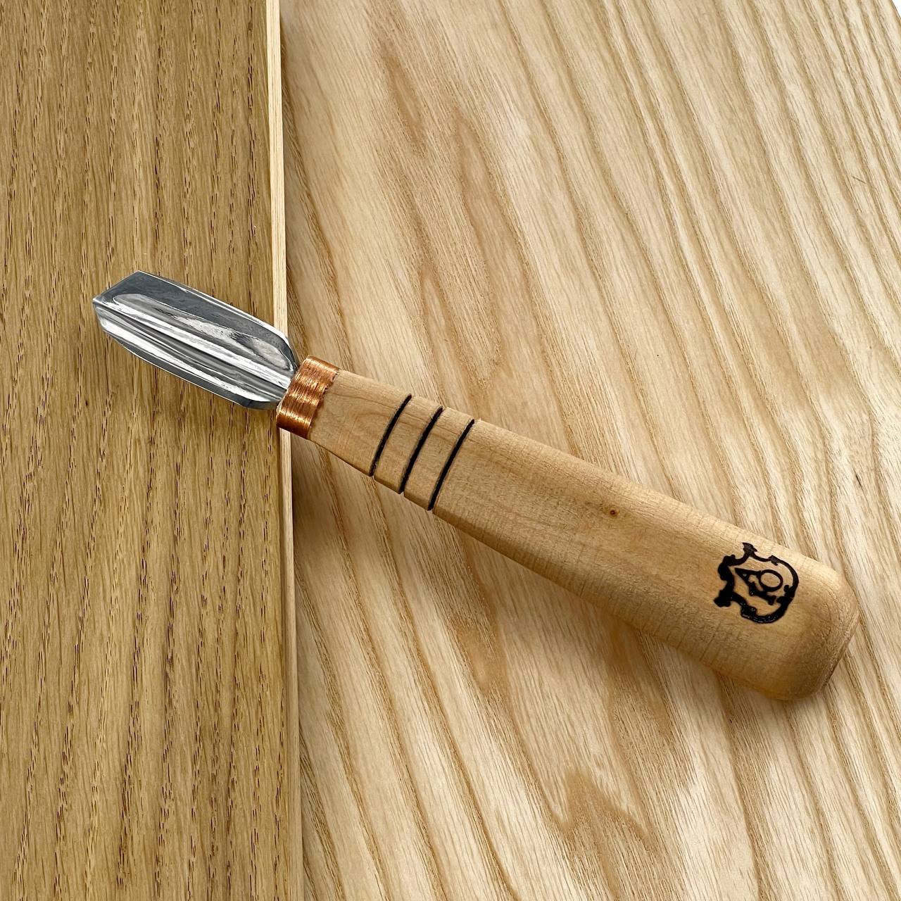 V-parting tool, Short chisel skewed STRYI-AY Profi for carving, V-shaped chisel