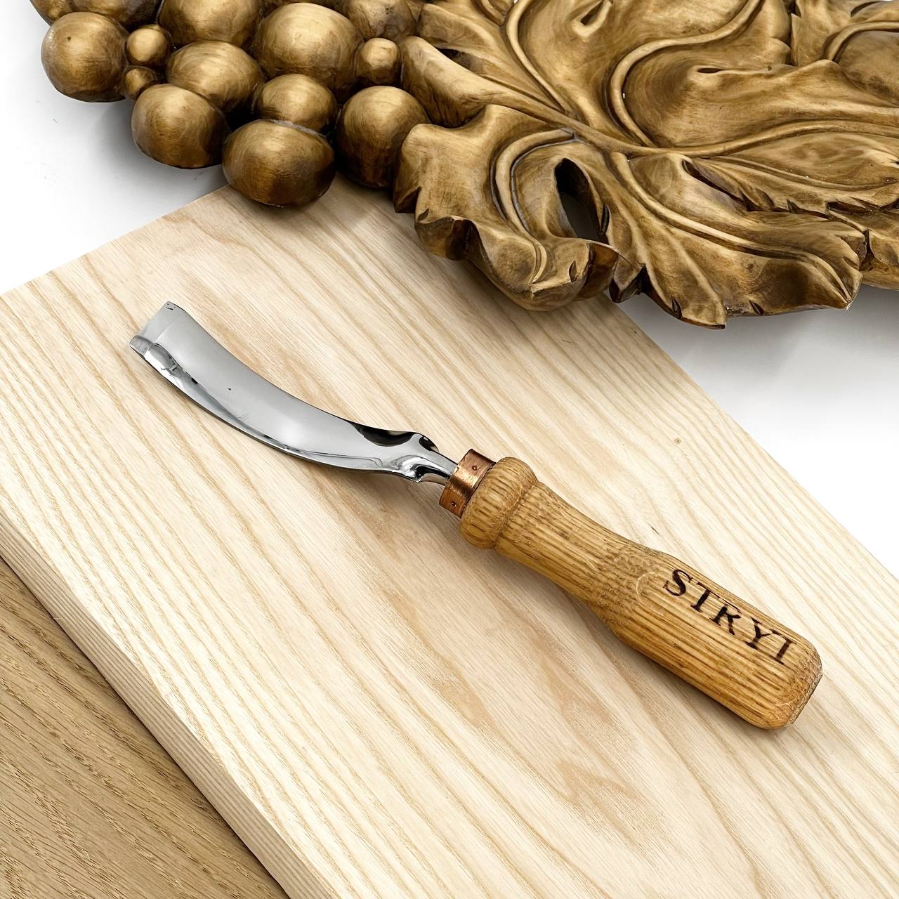 Revers bent gouge STRYI Profi, Carving grapes, Relief carving tools, Back bent gouges