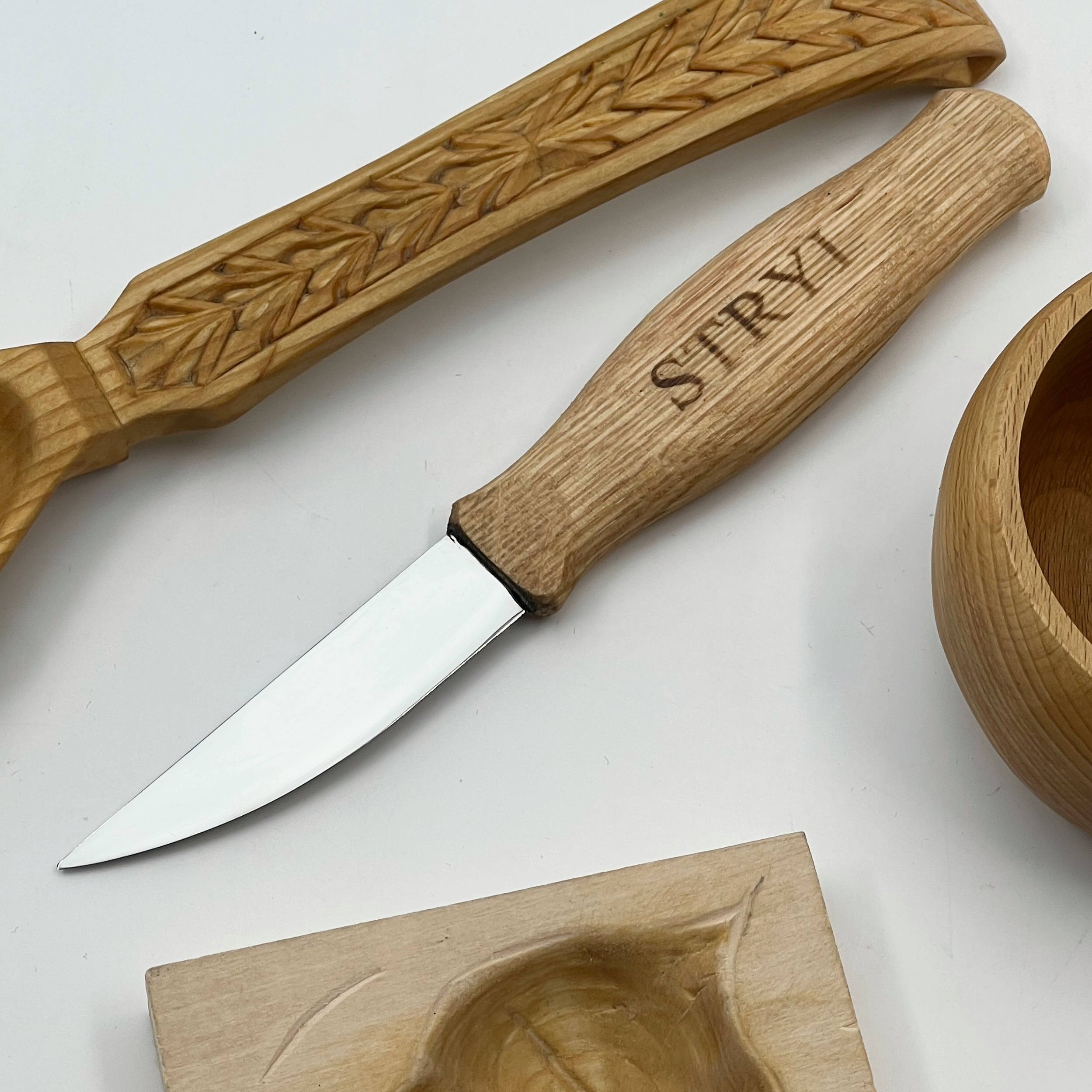 Spoon Wood carving set 4 pcs STRYI Profi, Carving tools, Hook knife, Spoon making