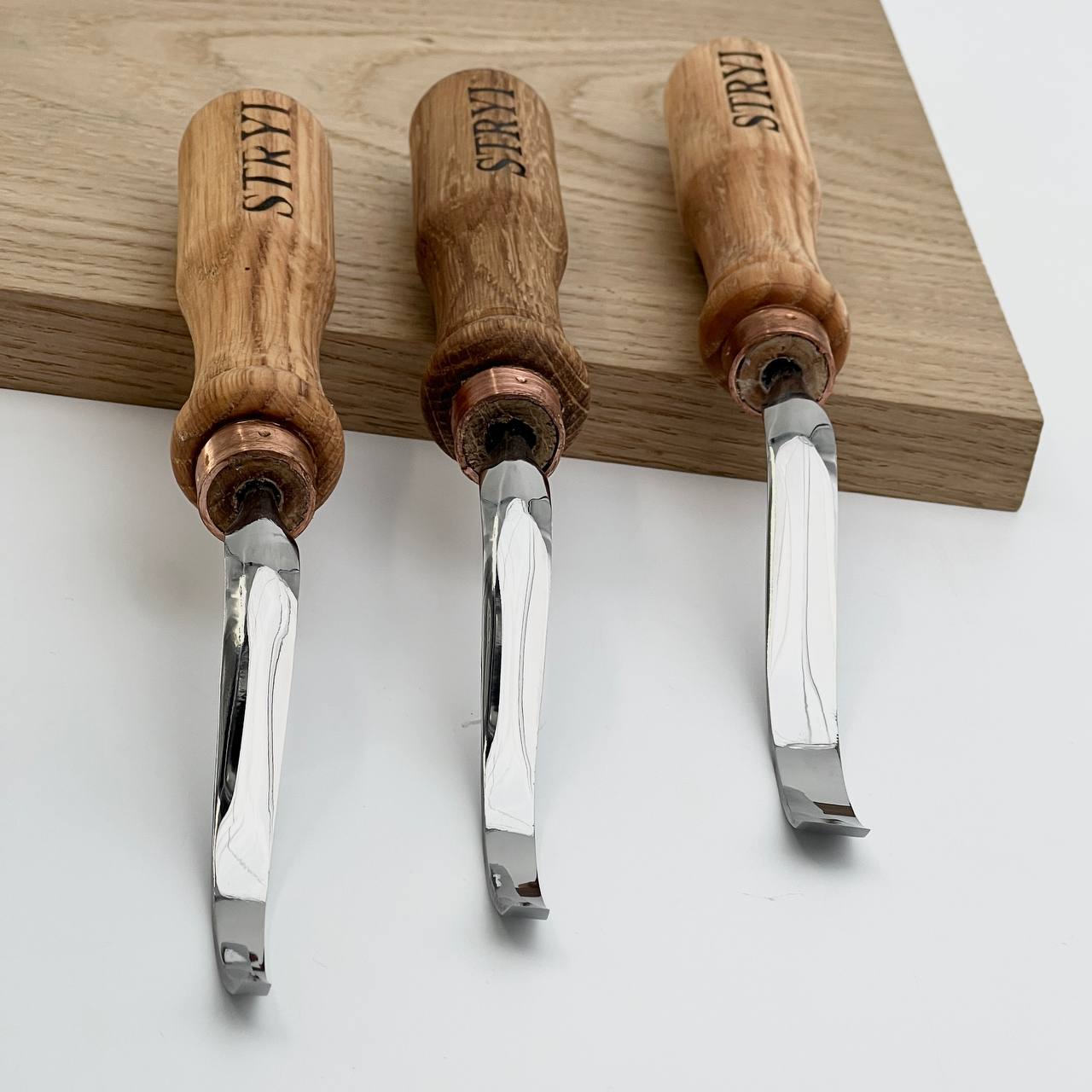 Gouge long bent chisel, profile#1 flat, STRYI Profi, Bent gouges, Carving tools, Curved tools