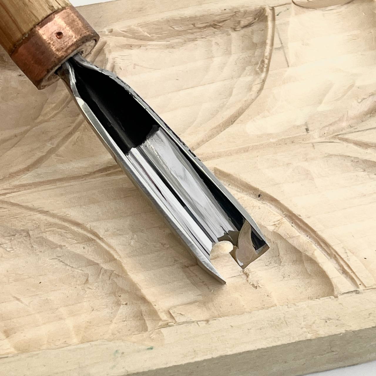 Short Palm U-Gouge for relief carving and texturing, Soft V-tool for carving