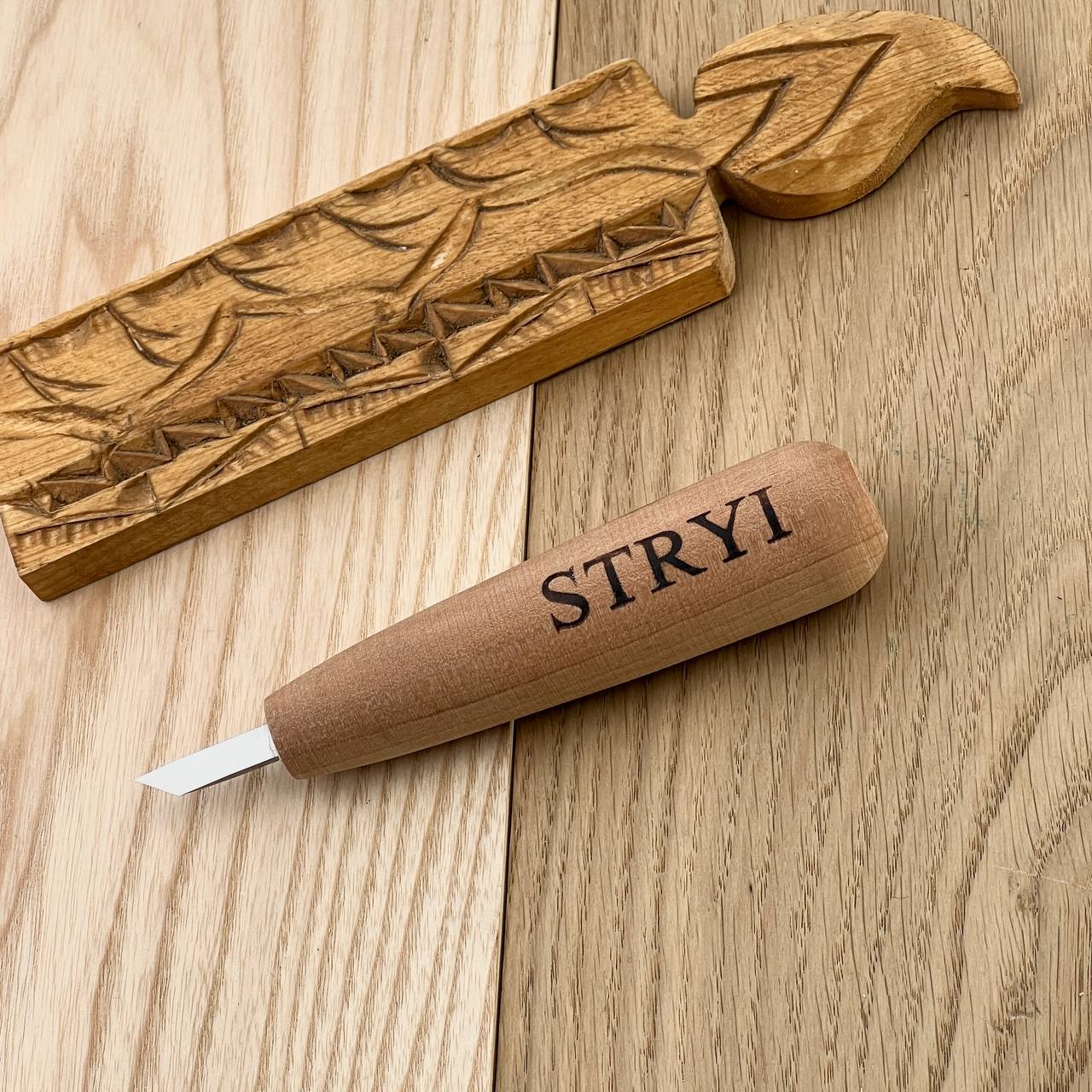 Short skewed knife for detailing STRYI, Scalpel for carving, Carving knife