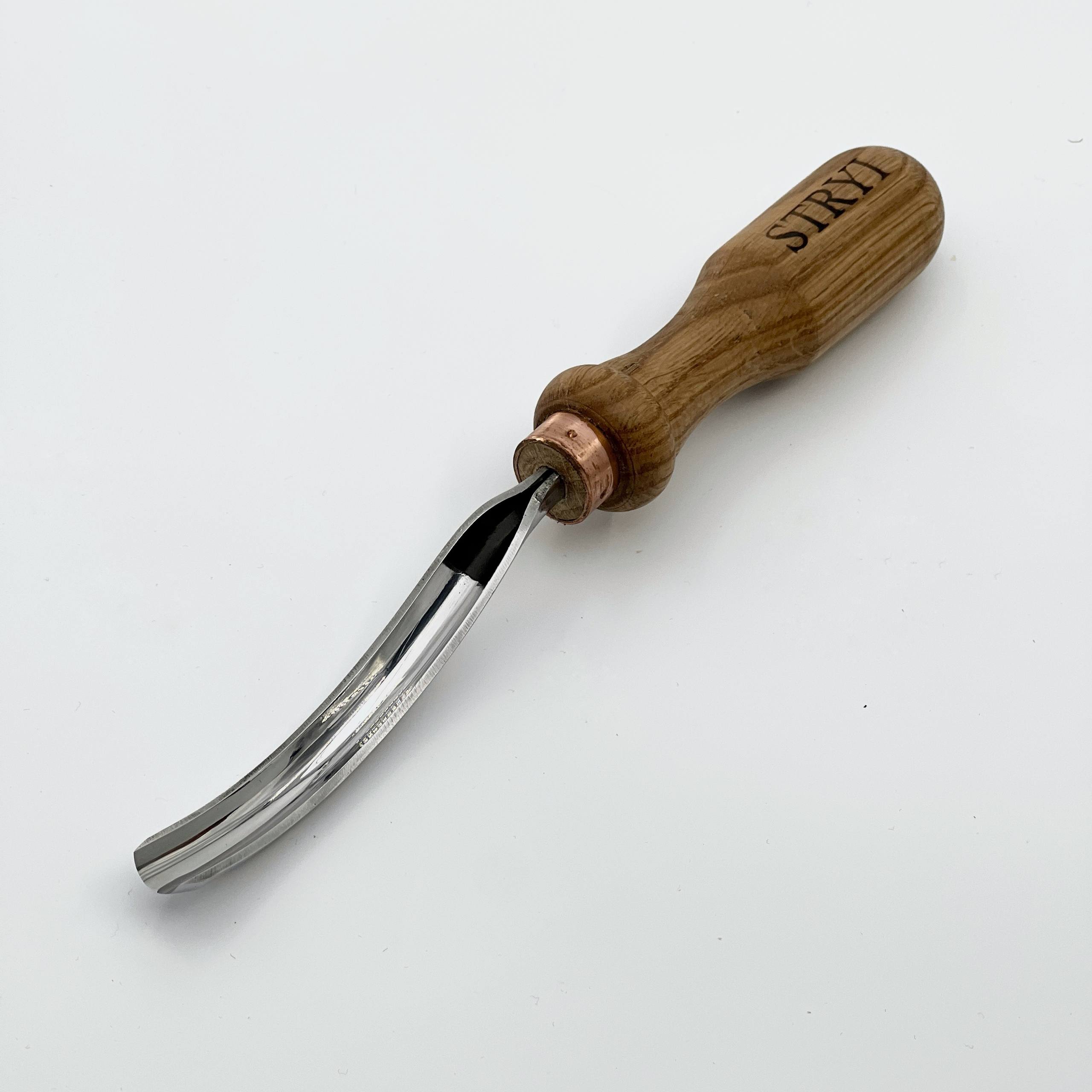 Gouge long bent chisel, #9 profile, woodcarving tools STRYI Profi