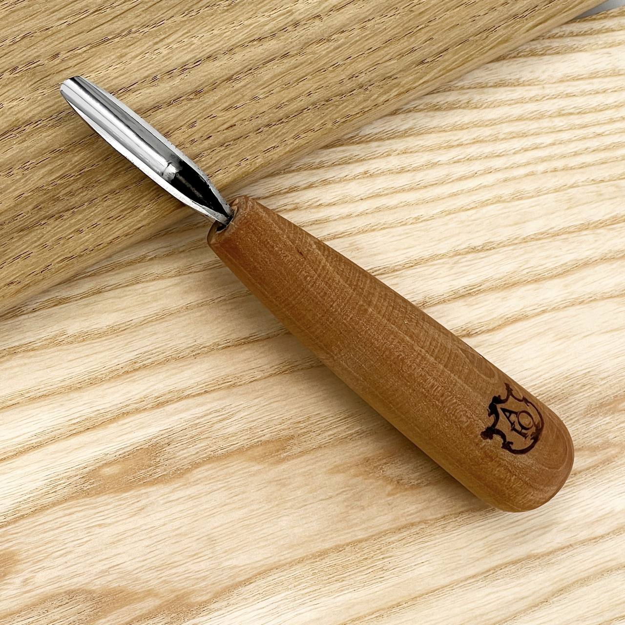 Woodcarving tool short gouge skewed STRYI-AY Profi, Chip carving tools