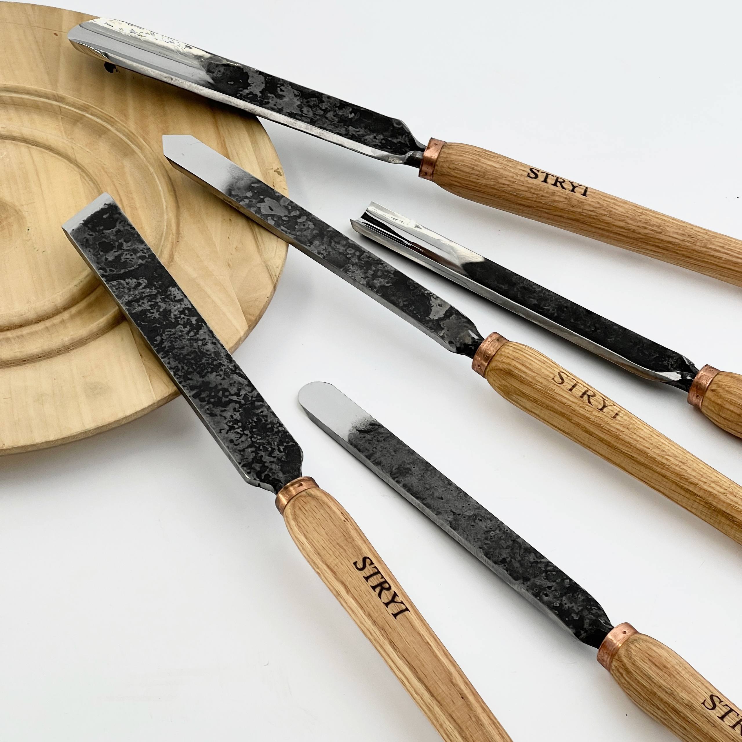 Wood turning tools set STRYI Standart 5pcs, Іet of lathe tools, Wood turning kit
